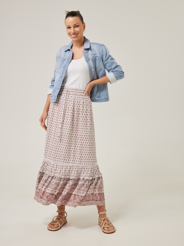 Mila Boho Midi Skirt