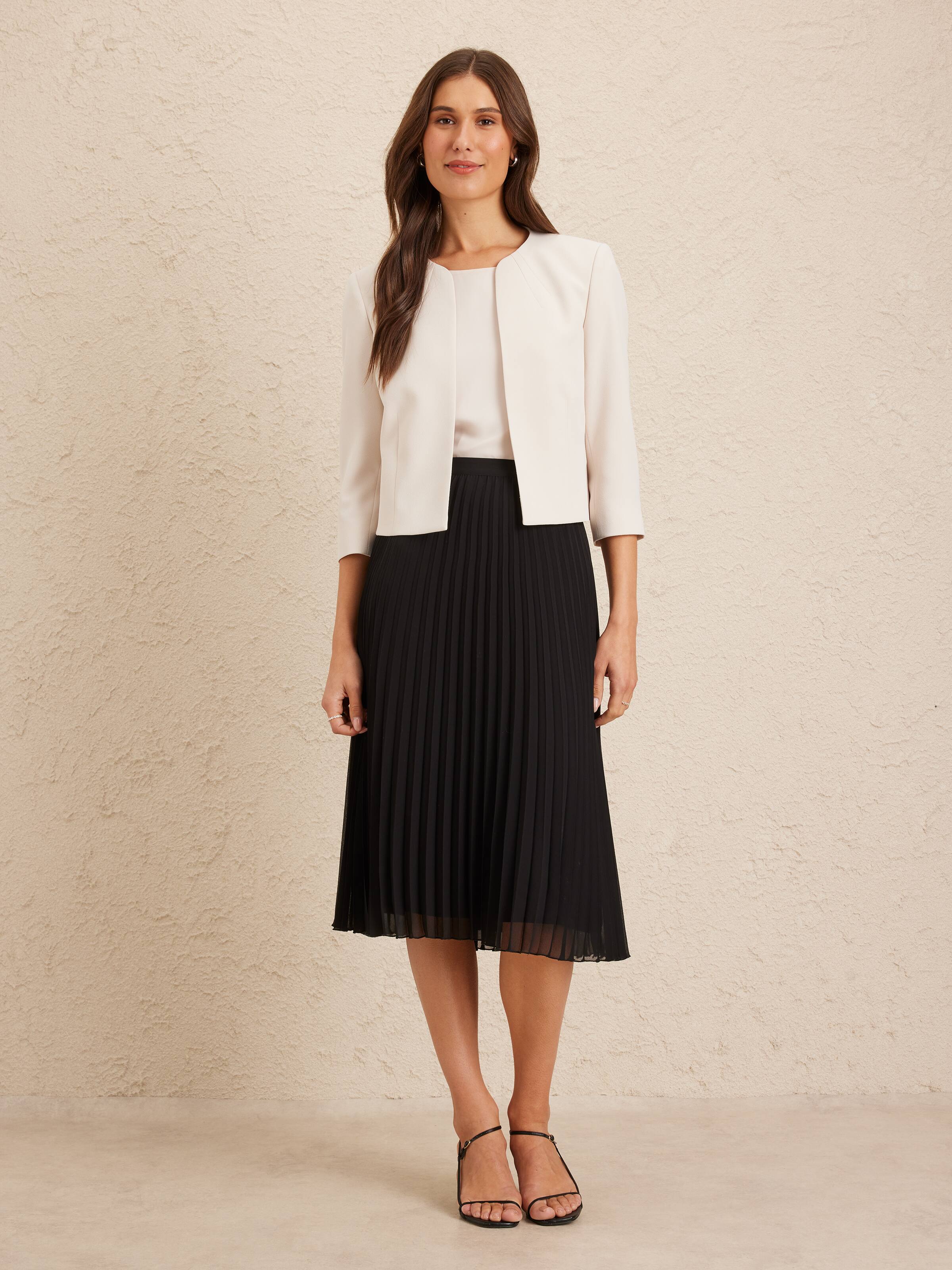 Chiffon Pleat Midi Skirt