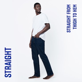 Straight. relaxed thigh. straight leg