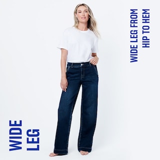 Wide leg fit. relaxed thigh. wide leg.