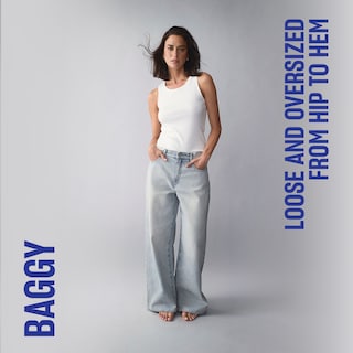 Baggy. Loose and oversized from hip to hem
