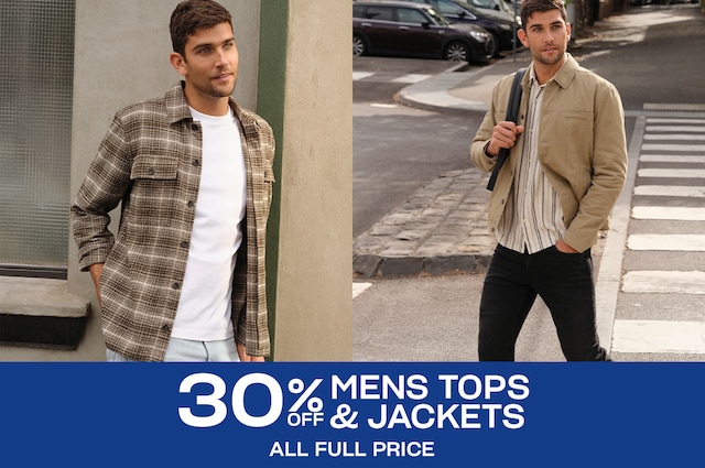 30% off mens jackets & tops