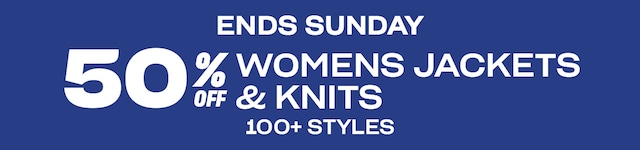 50% off womens knits & jackets