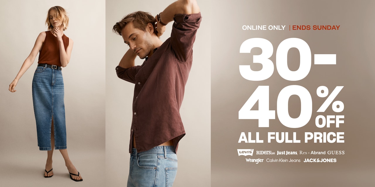 Online only, ends Sunday. 30-40% off all full price.