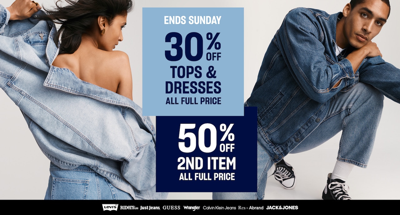 Ends Sunday. 30% off tops & dresses. All full price. 50% off 2nd item. All full price