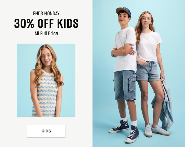 Ends Monday. 30% Off Kids. Full Price.