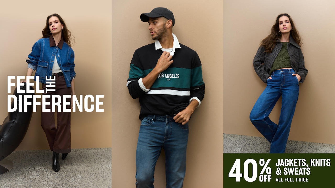 40% Off Jackets, Knits & Sweats All Full Price
