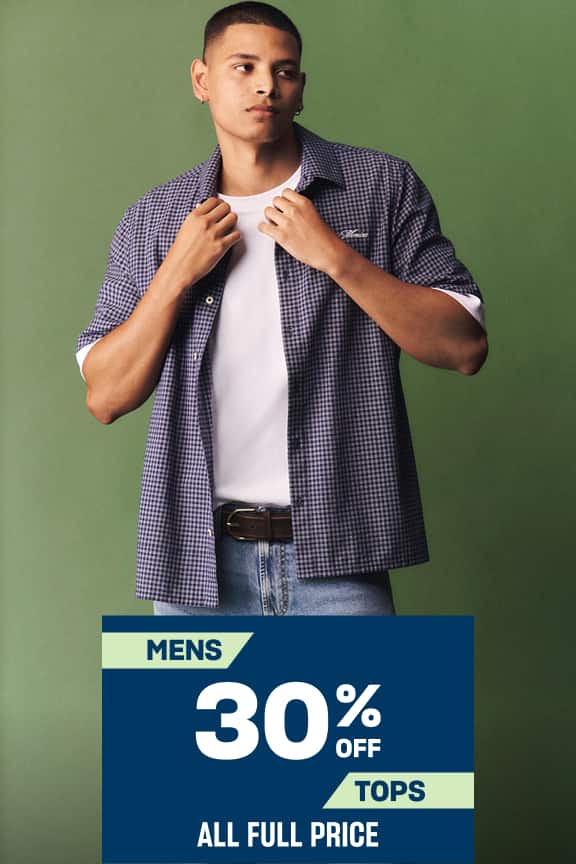 30% Off Mens Tops. All Full Price