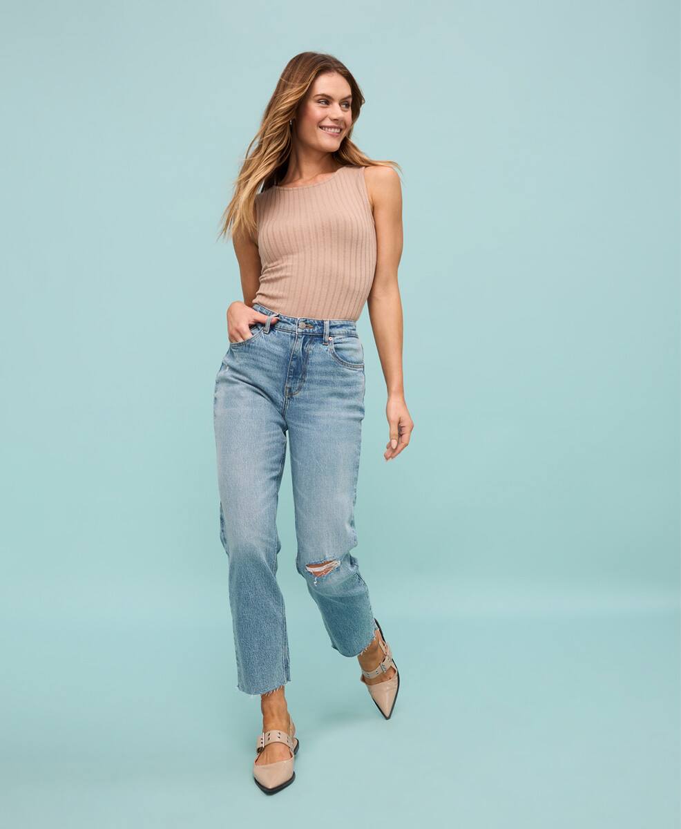 Originals Cropped Straight Jean in Shoreline Ripped