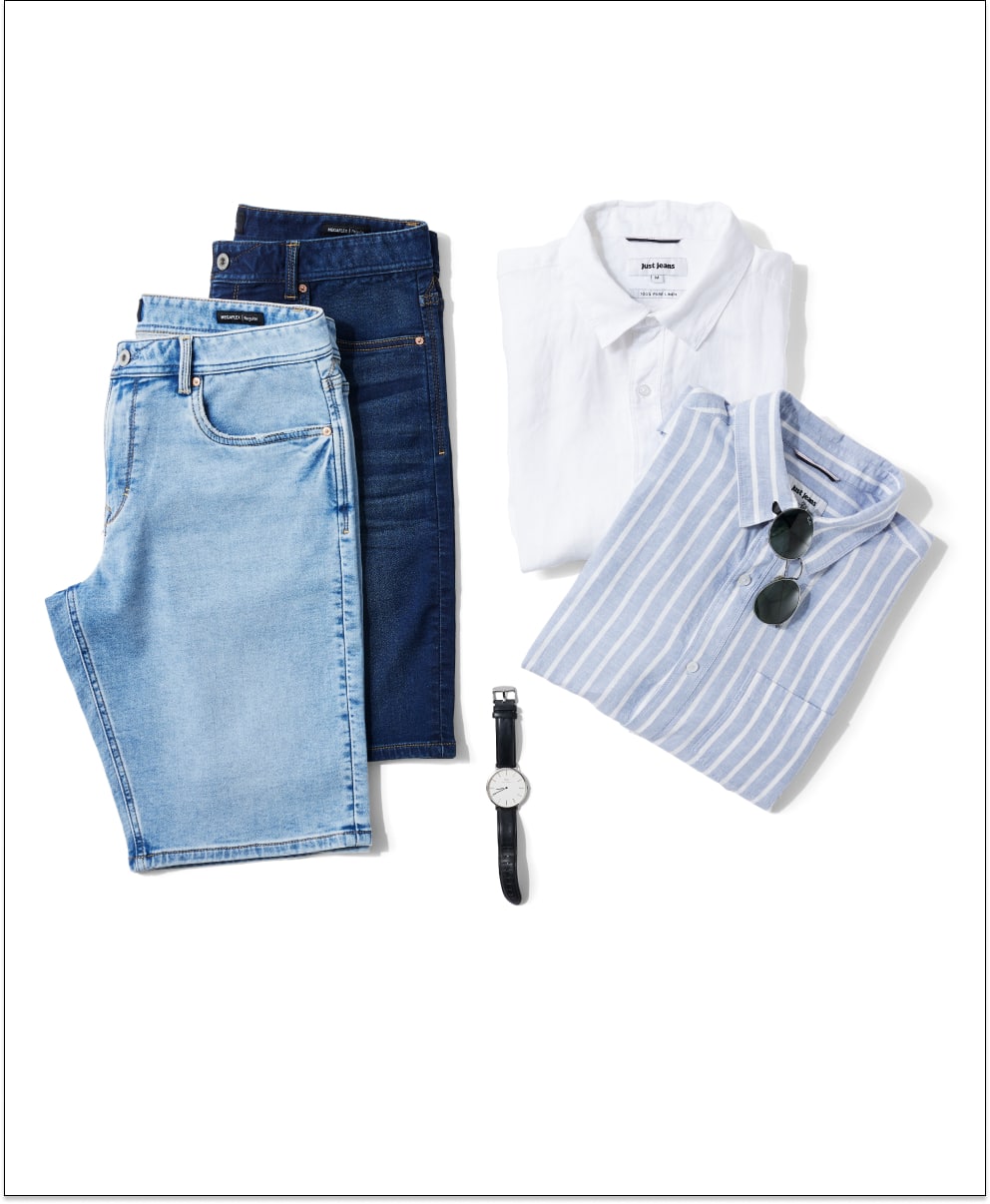 Stripe Linen Shirt & Mega Flex Regular Short