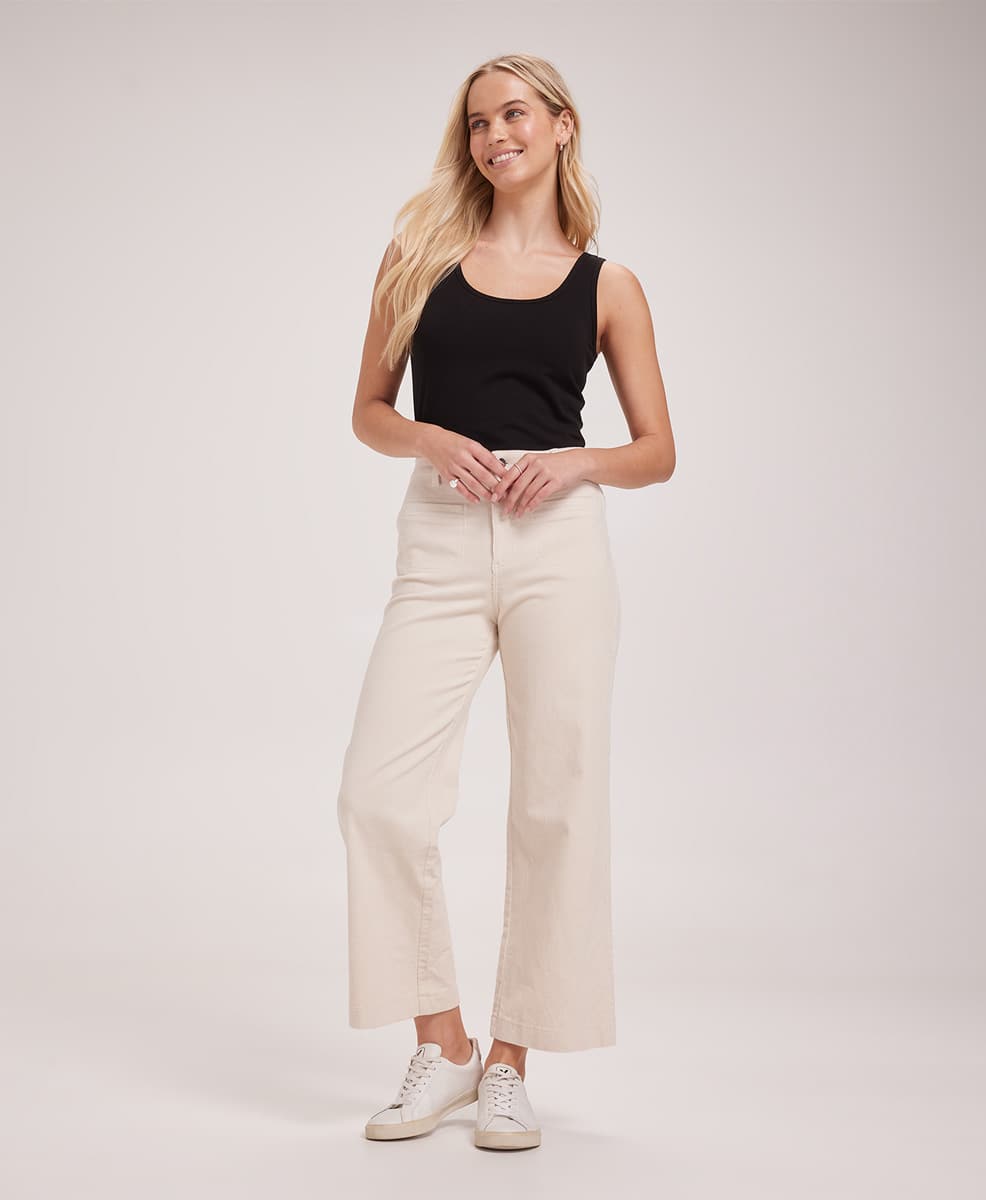 Cord Patch Pocket Wide Leg Pants