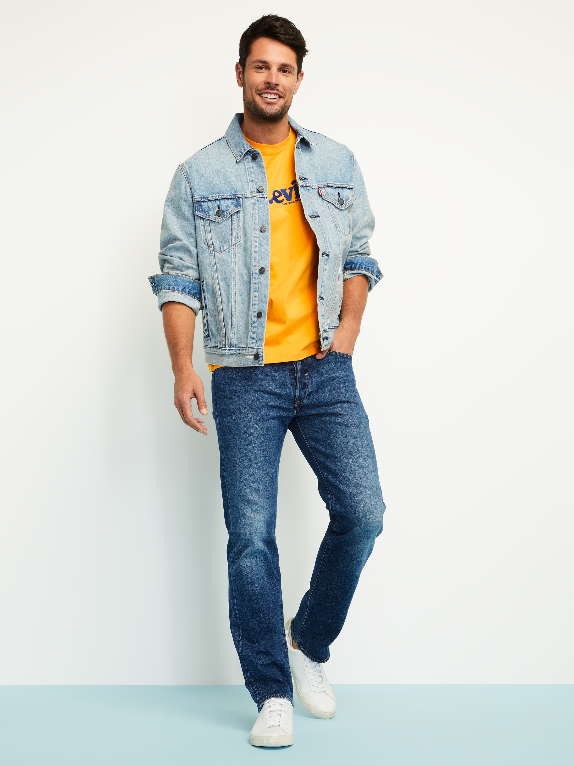 Half denim hot sale jacket mens