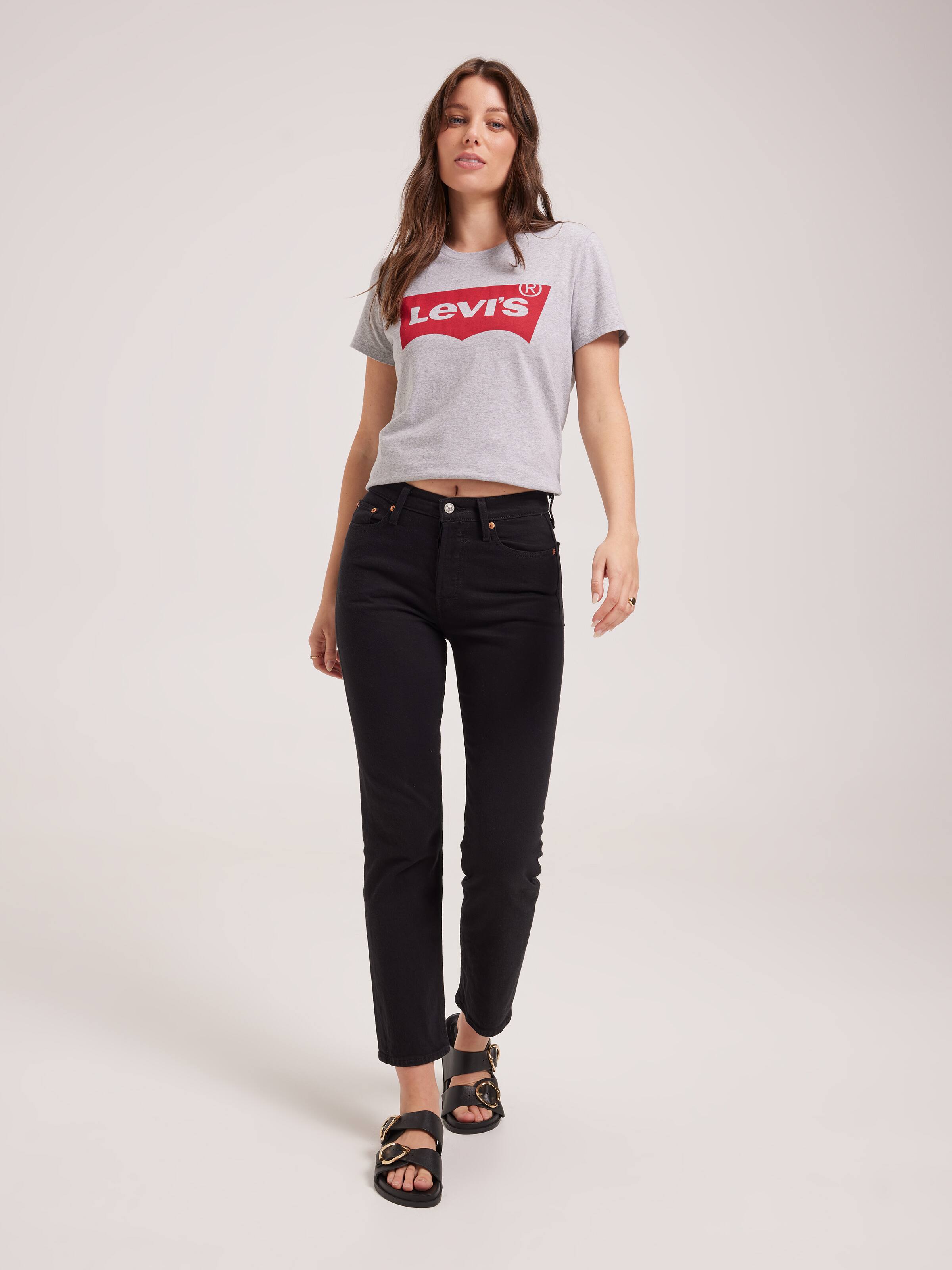 Wedgie Straight Jean In Black Sprout