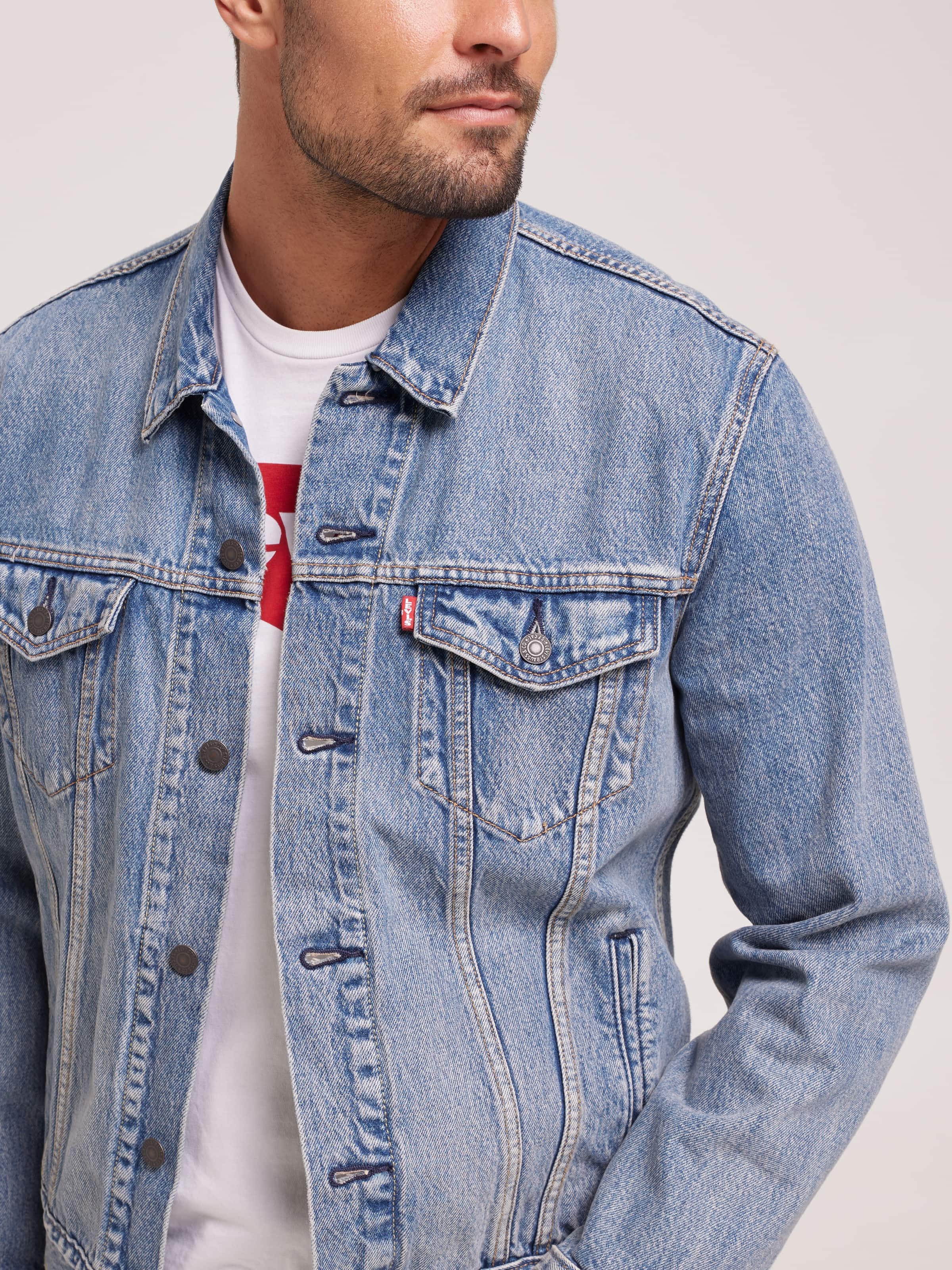 Half denim sale jacket mens