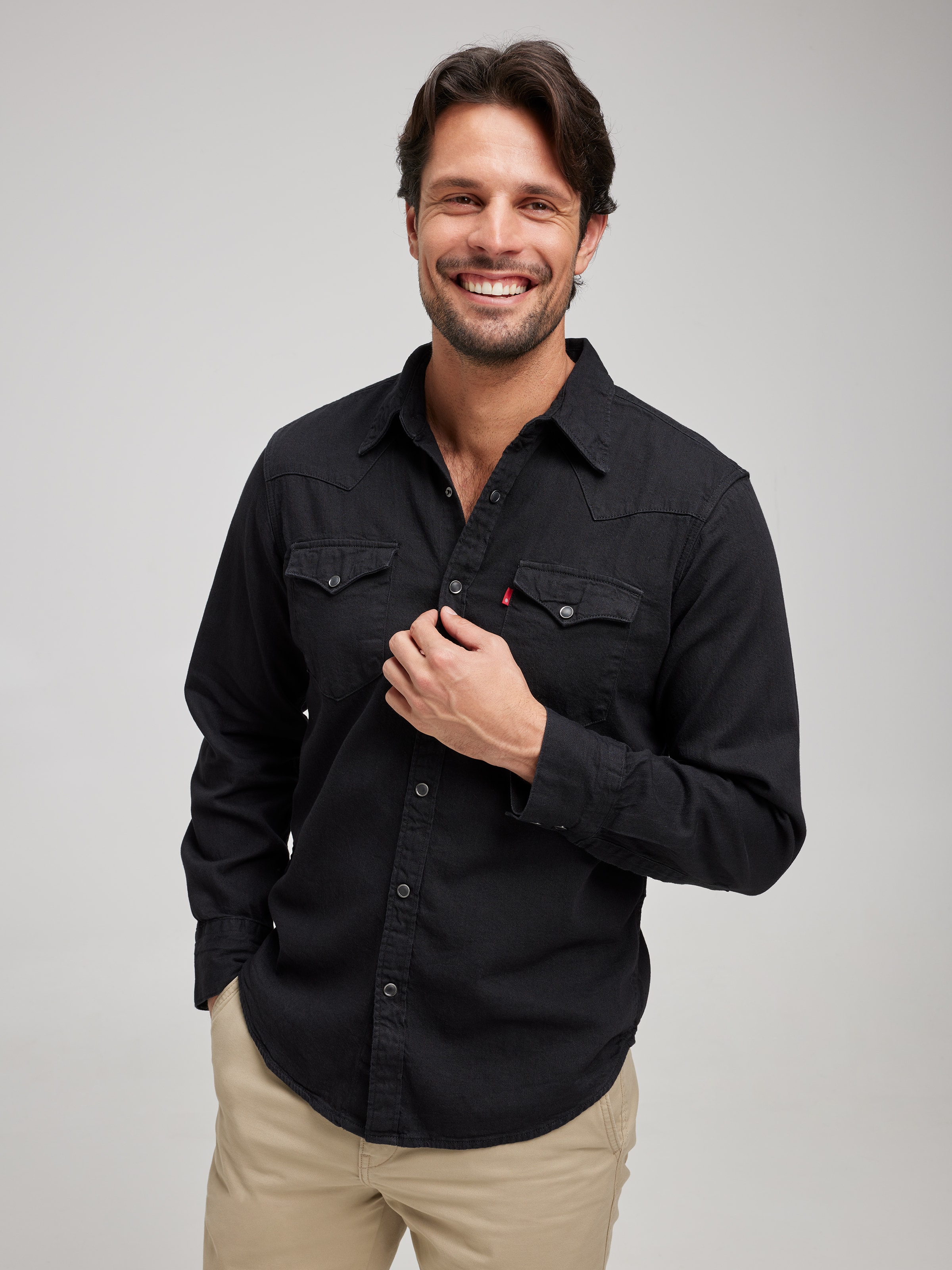 Barstow Western Shirt In Marble Black Just Jeans Online