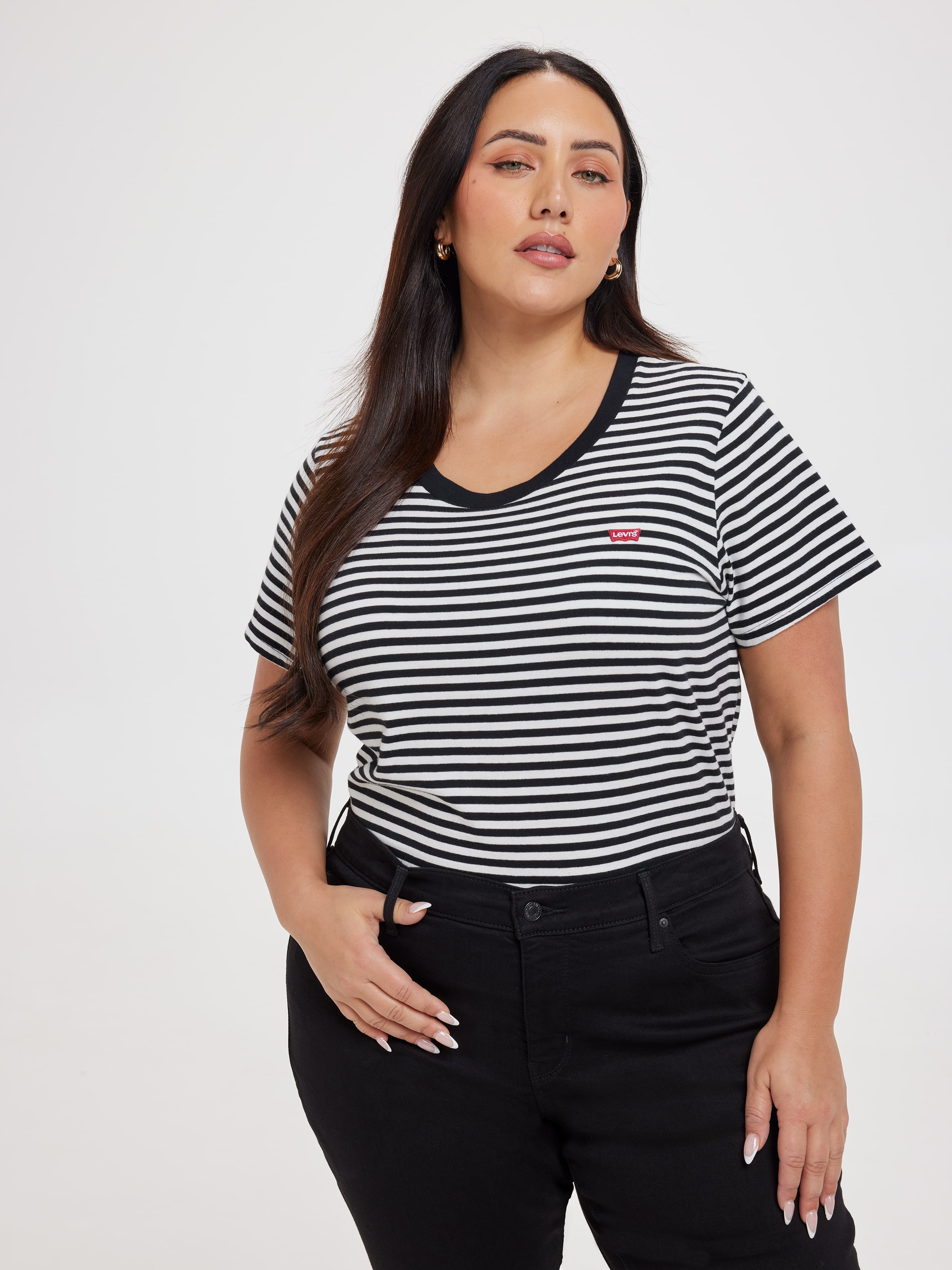 Plus Perfect Tee In Raita Stripe Caviar
