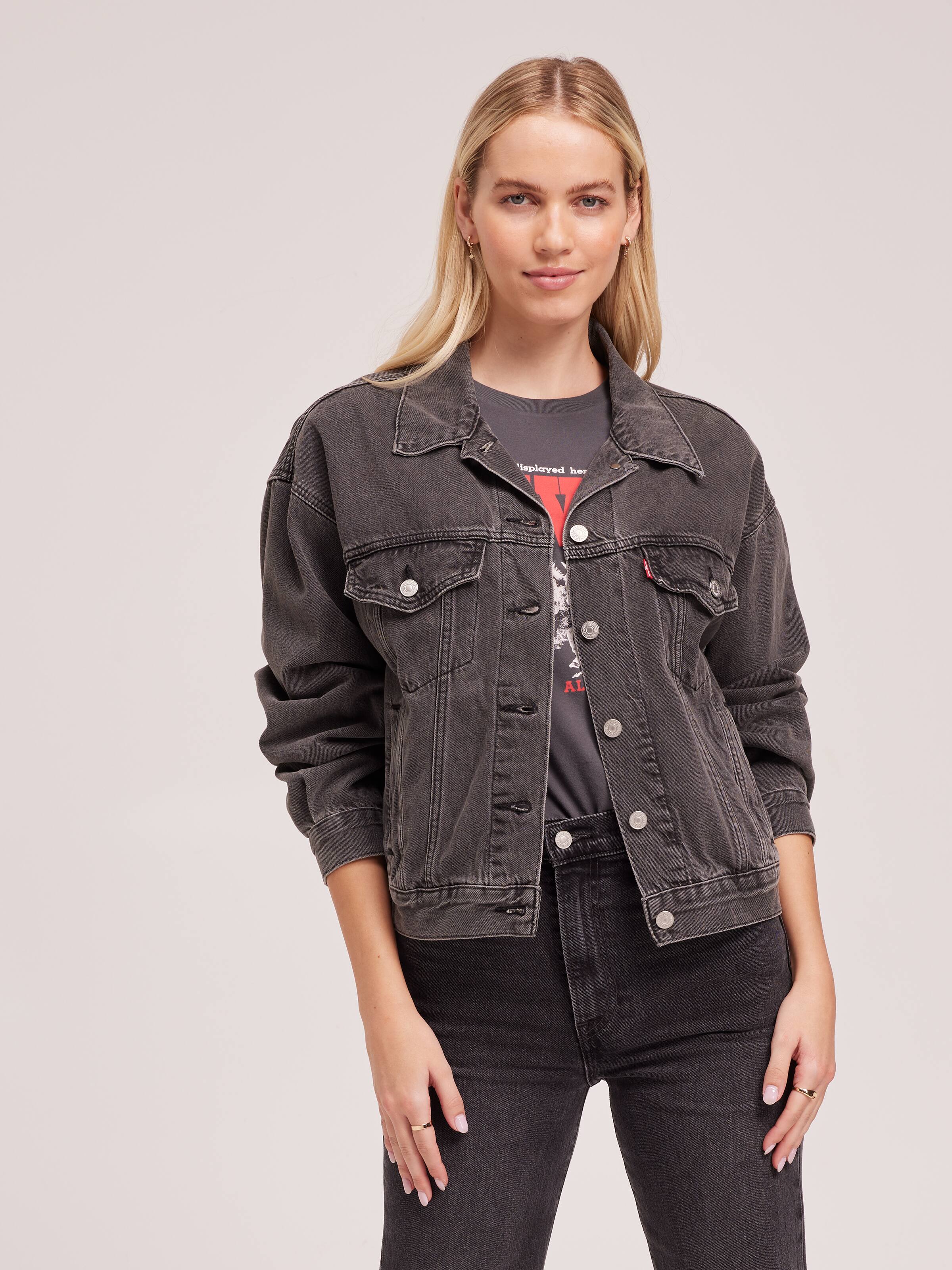 Allegra K Women's Denim Jacket - Classic Long Sleeve Button-Down Trucker Jacket