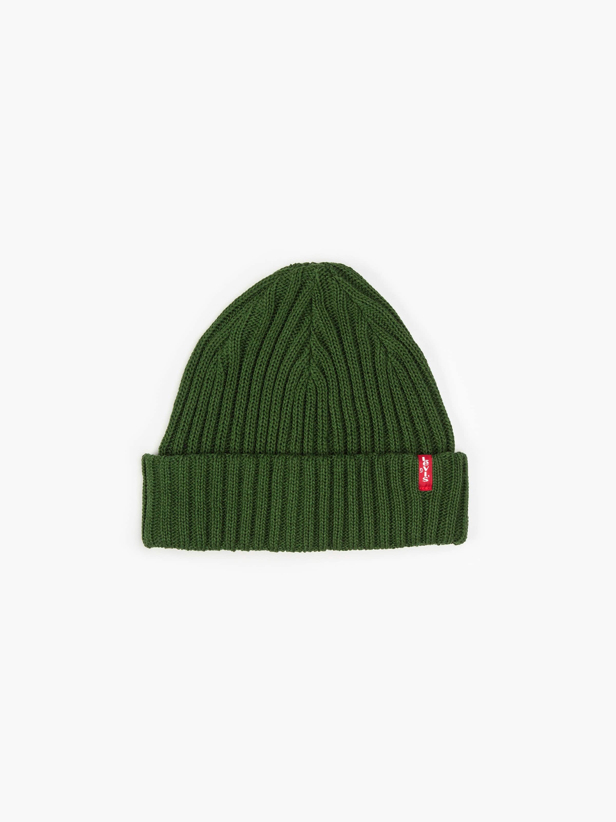Ribbed Beanie In Bottle Green