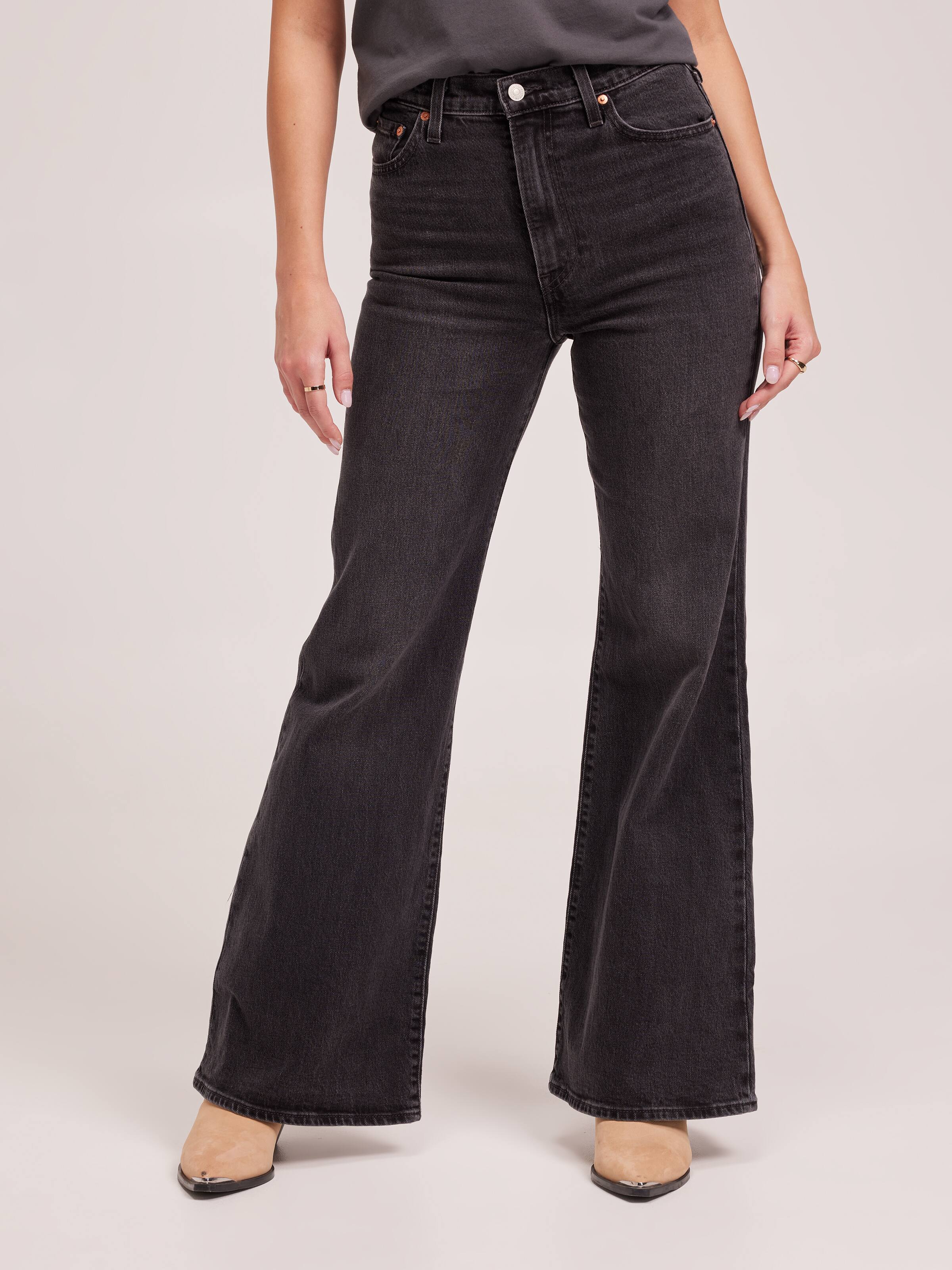 Women's Low Rise Bootcut Denim Jeans Stretch Pants Black UK 4 6 8
