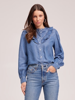 Carinna Denim Blouse In Patches