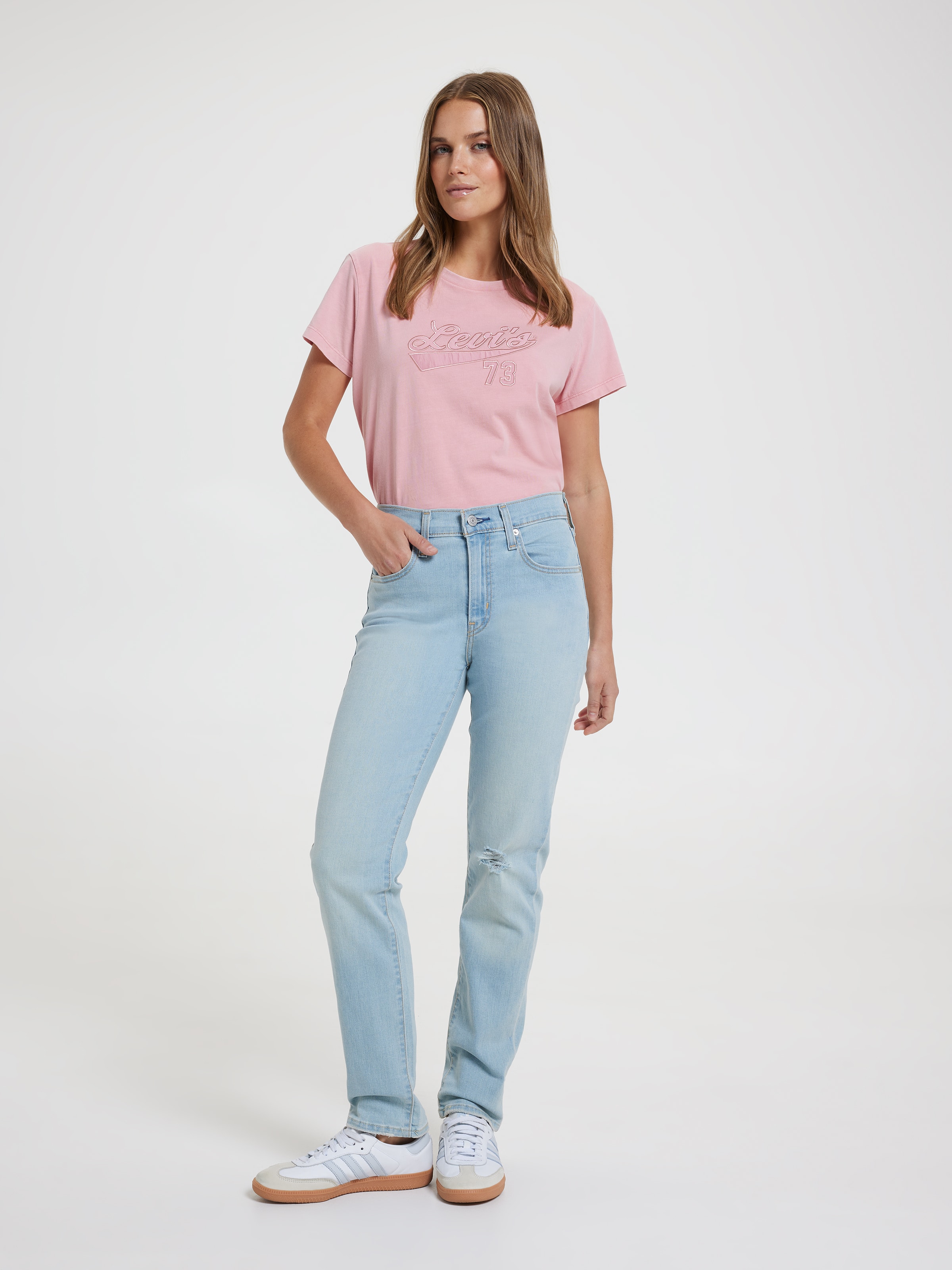 Graphic Boxy T-Shirt In Satin Script Blush