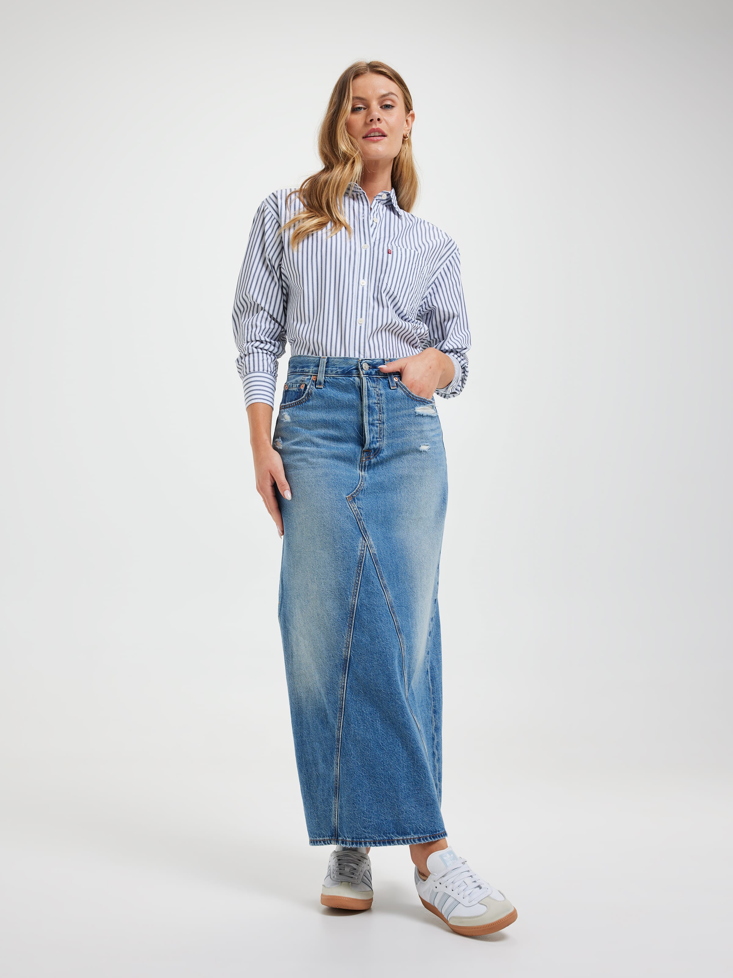 Iconic Long Skirt In Verified Vintage Blue