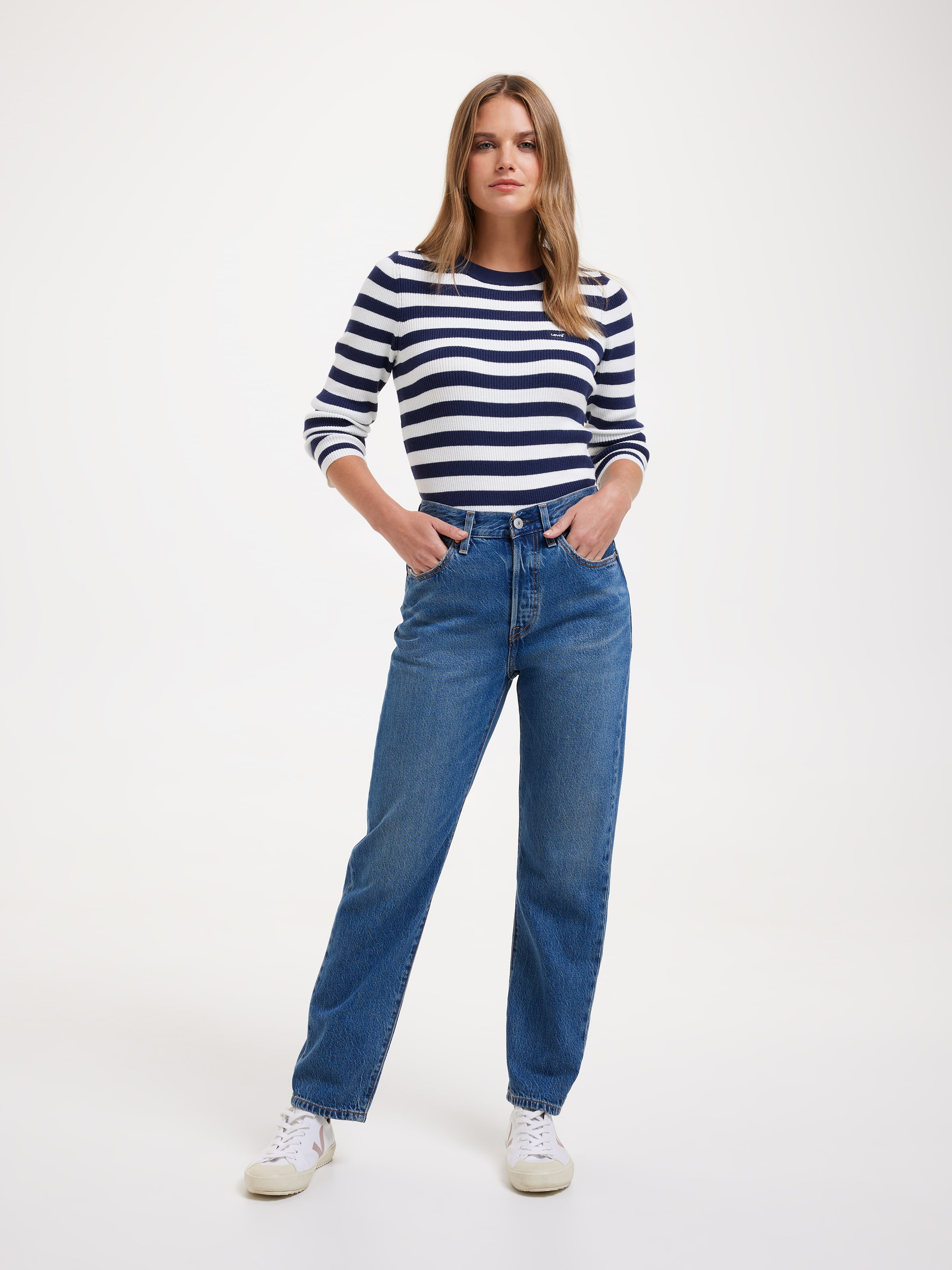 Rib Crew Sweater In Oreo Cookie
