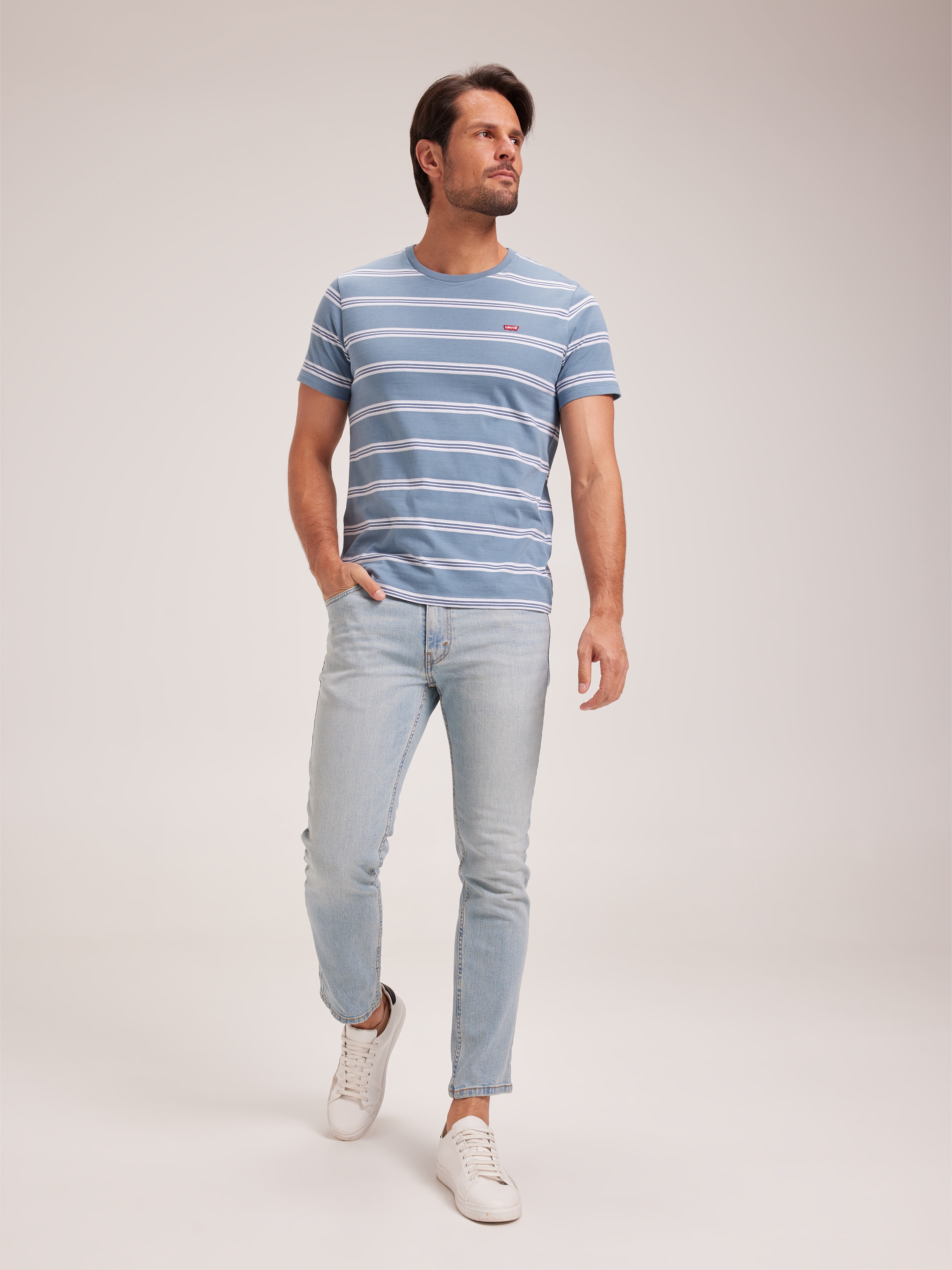 Original Hm Tee In Rowan Stripe Steam Blue