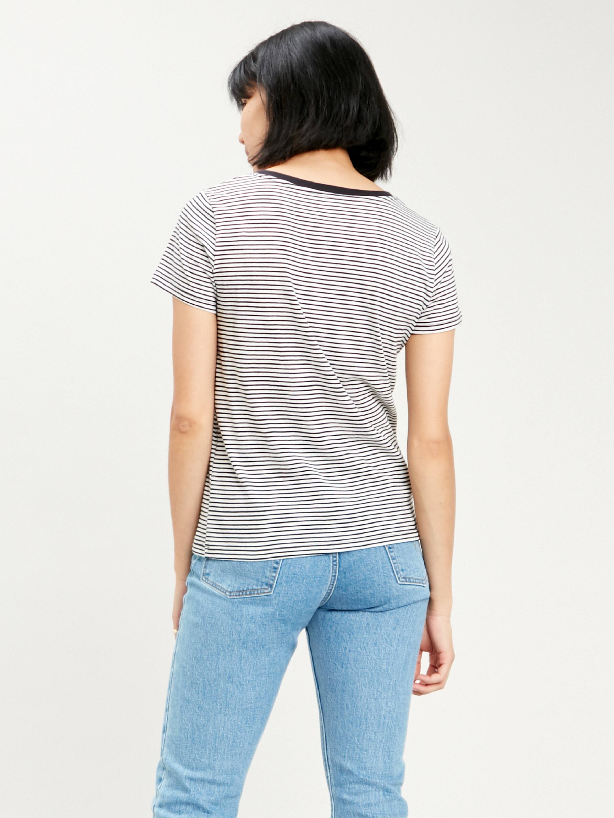 Perfect Hm V Neck In Annalise Stripe Cloud Dancer