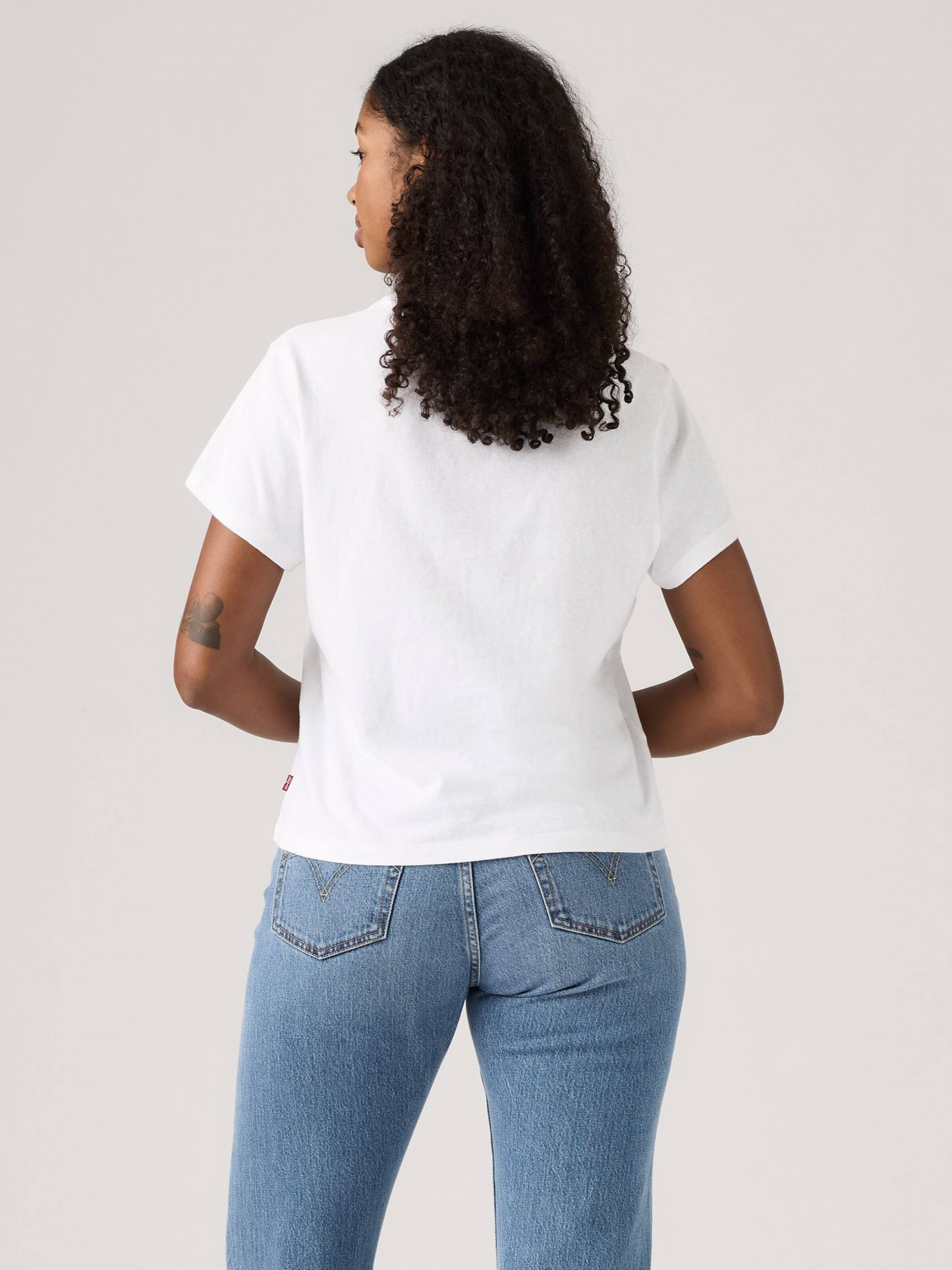 Graphic Classic Tee In Rhinestone Serif Logo Bright White