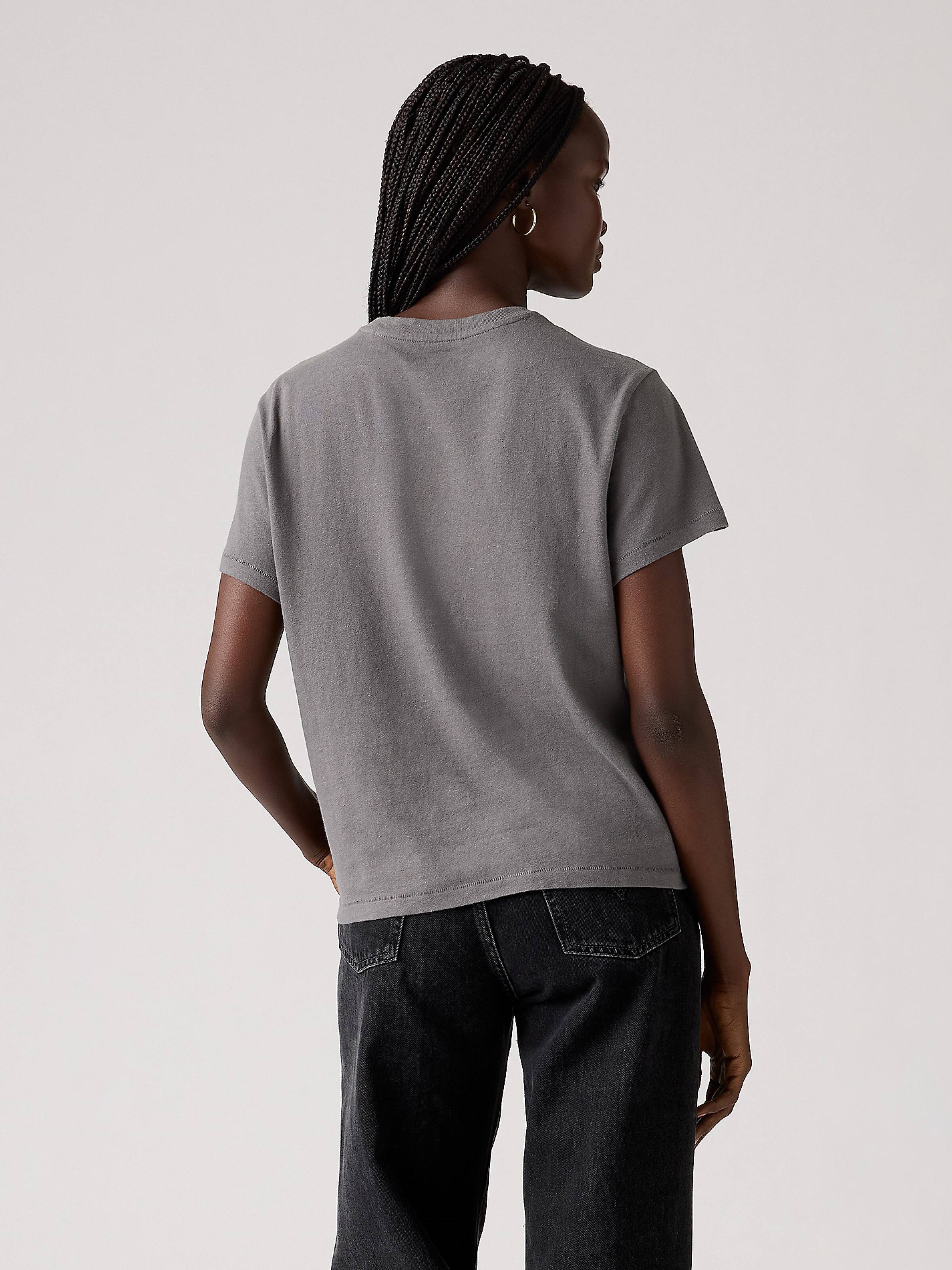 Graphic Classic Tee In Rhinestone Serif Logo Smoked Pearl