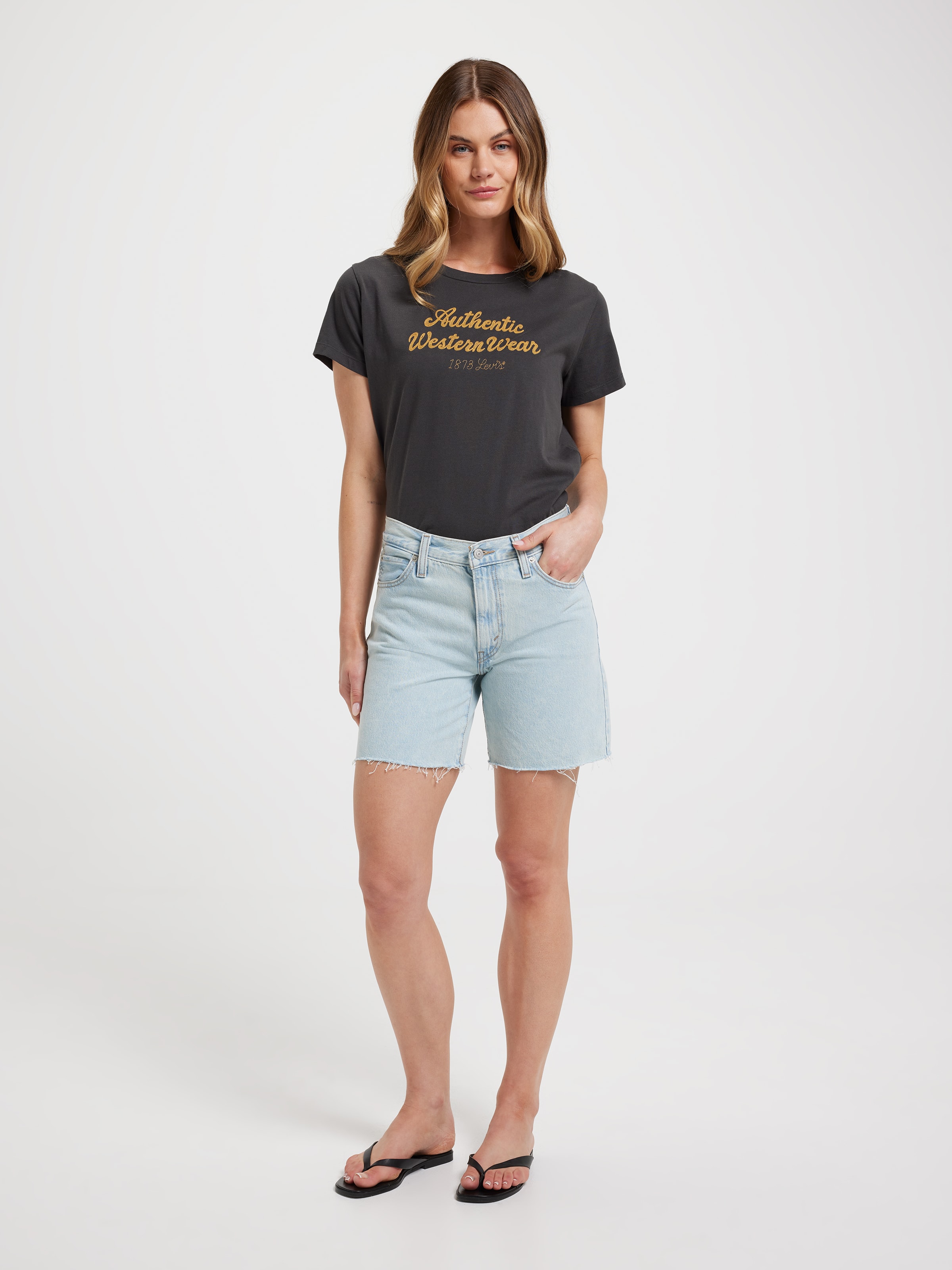 Graphic Boxy Tee In Authentic Western Wear Script N Pirate Black