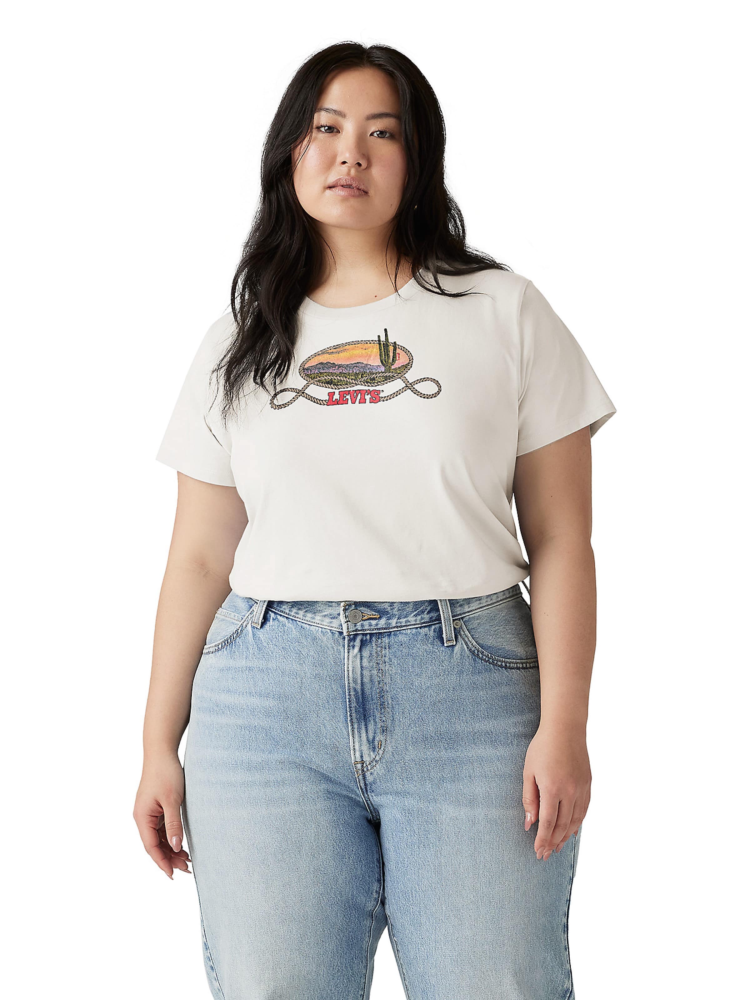 Curve Perfect Tee In Cactus Scene Sugar Swizzle