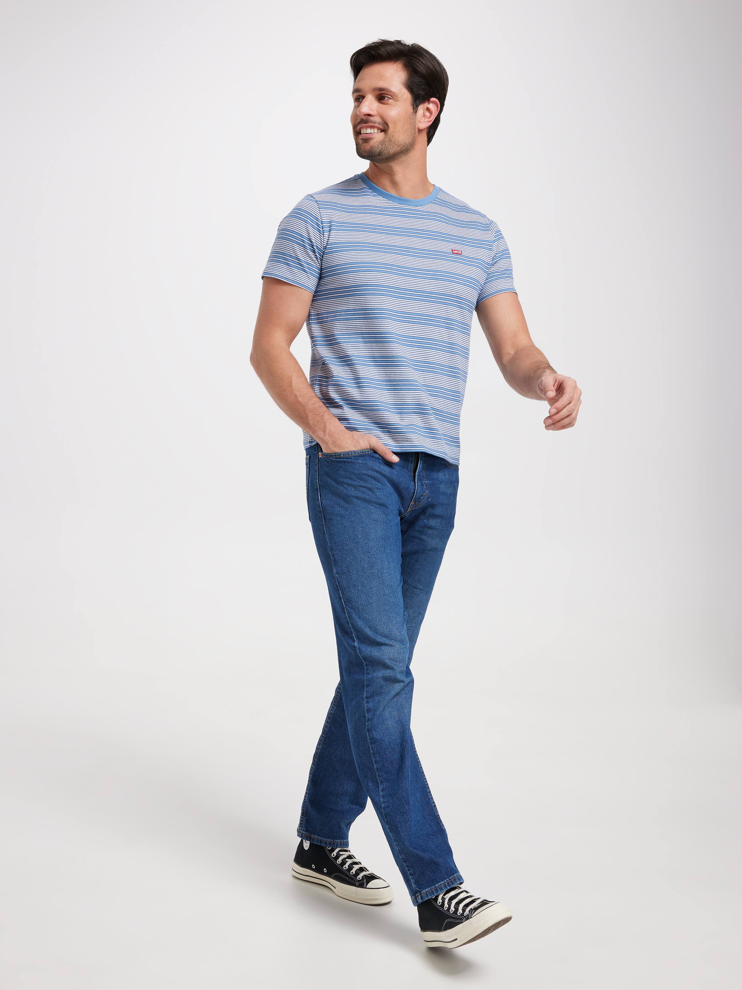 Original Short Sleeve Tee In Cuff Stripe Quiet Harbor
