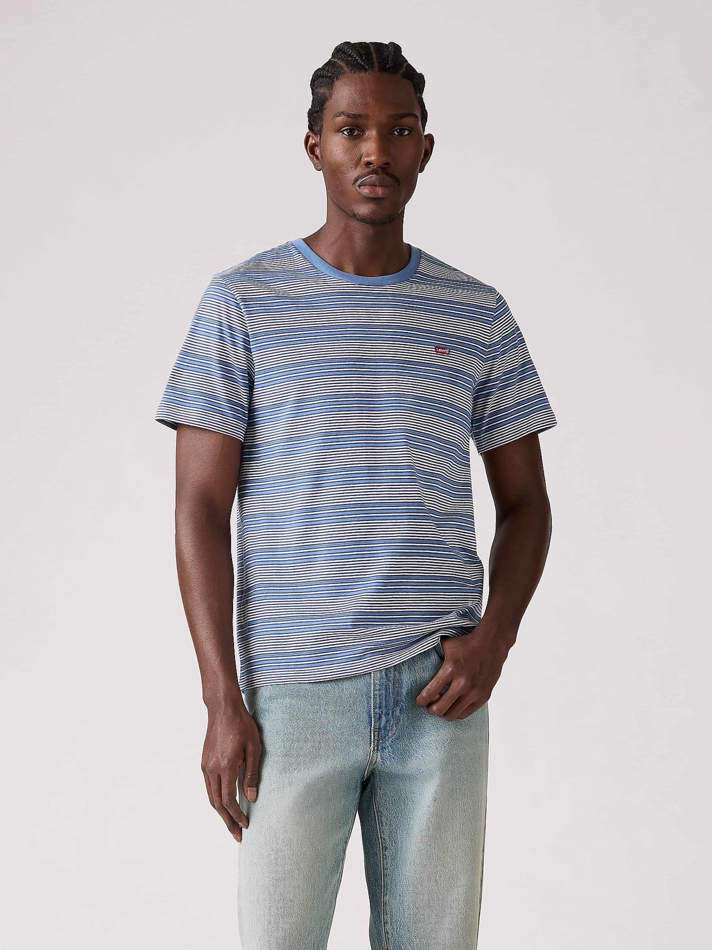 Original Short Sleeve Tee In Cuff Stripe Quiet Harbor