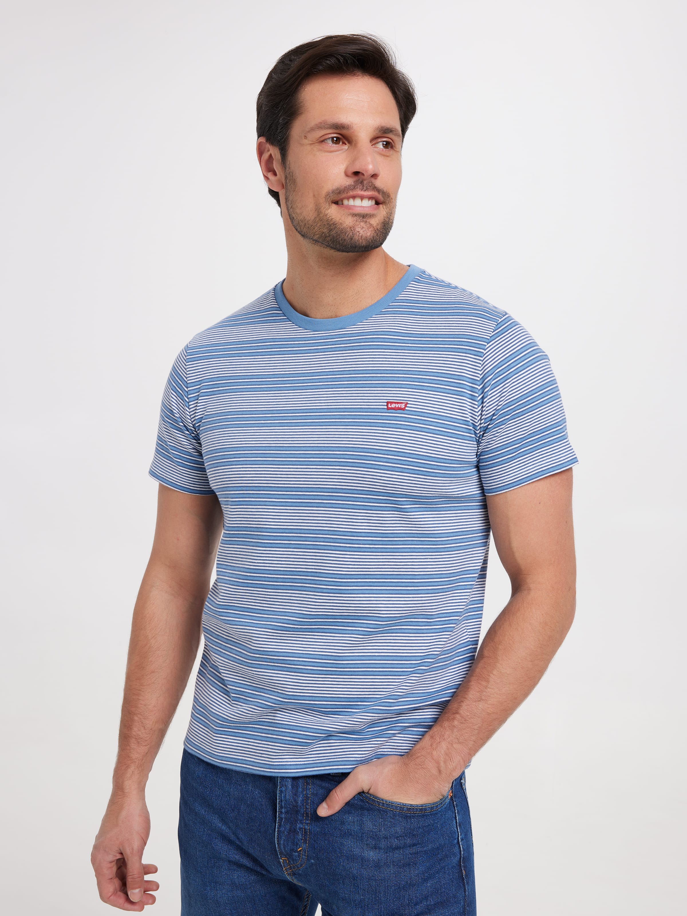 Original Short Sleeve Tee In Cuff Stripe Quiet Harbor
