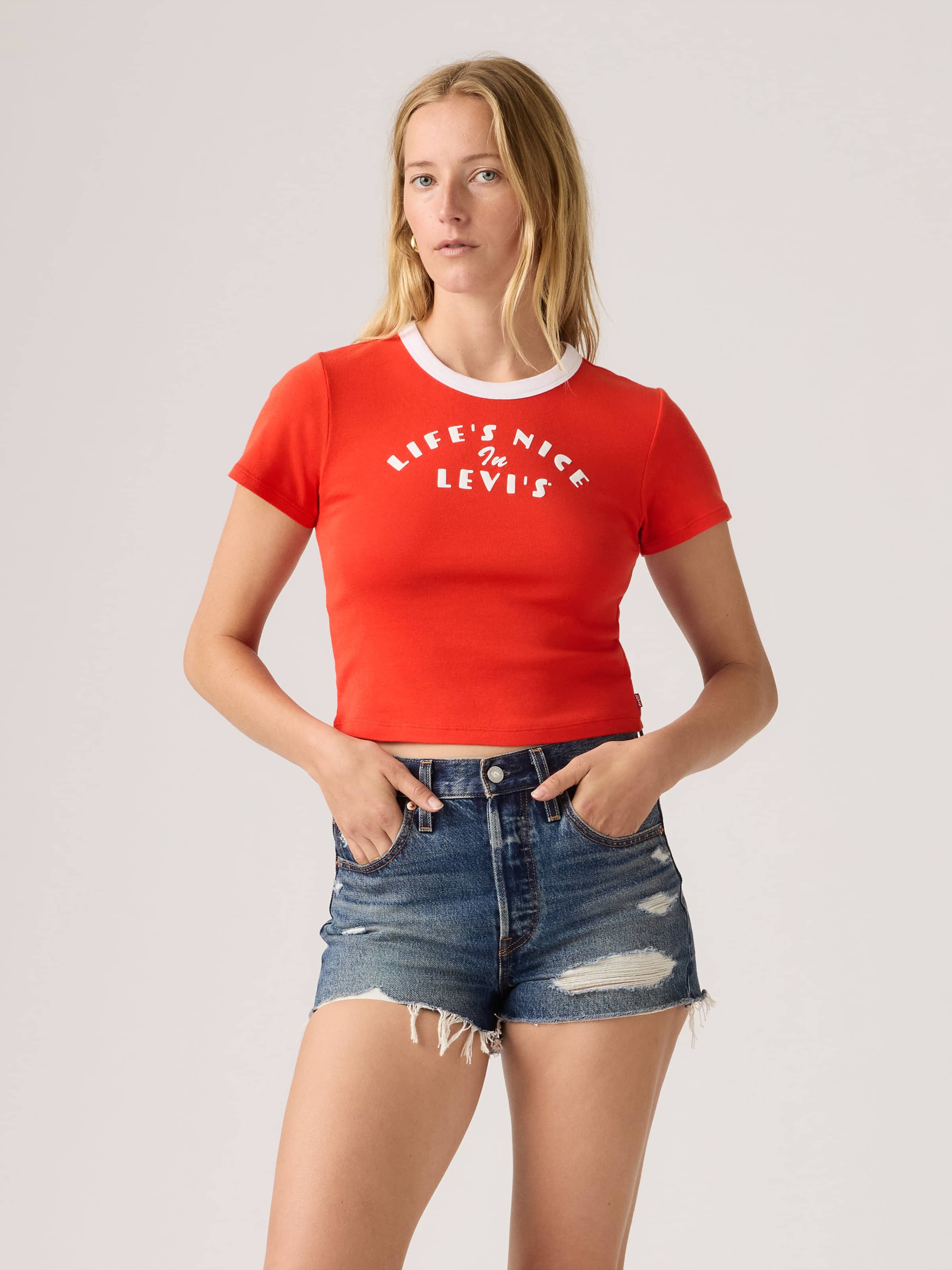Mini Ringer In Life's Nice In Levis Signal Red