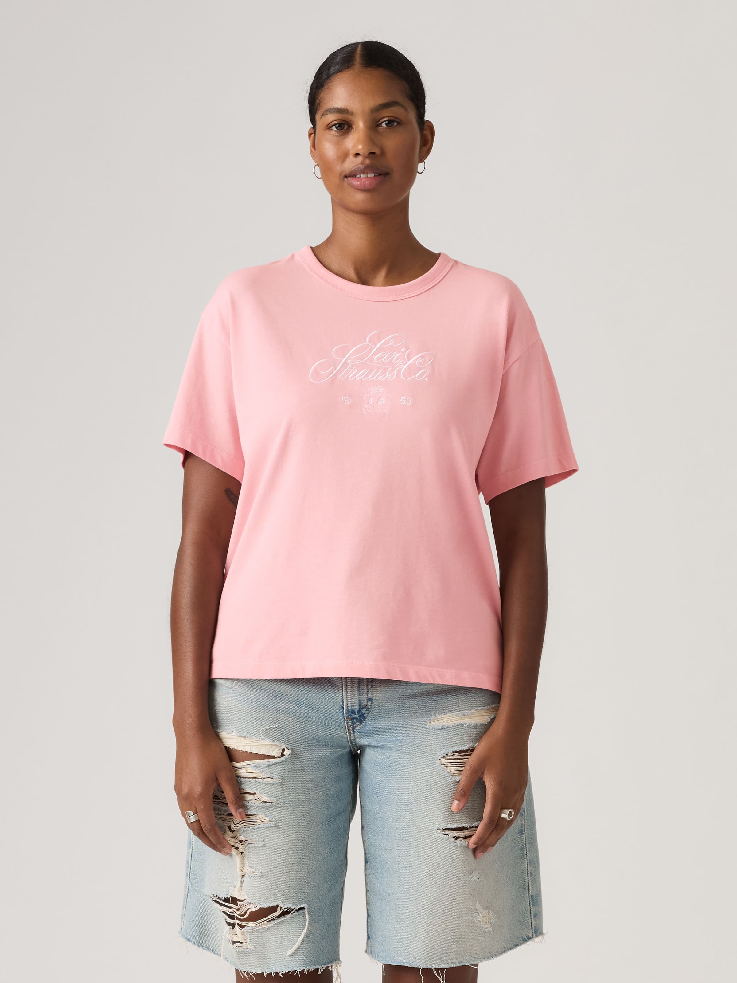 Vintage Tee In Fancy Script Coral Blush