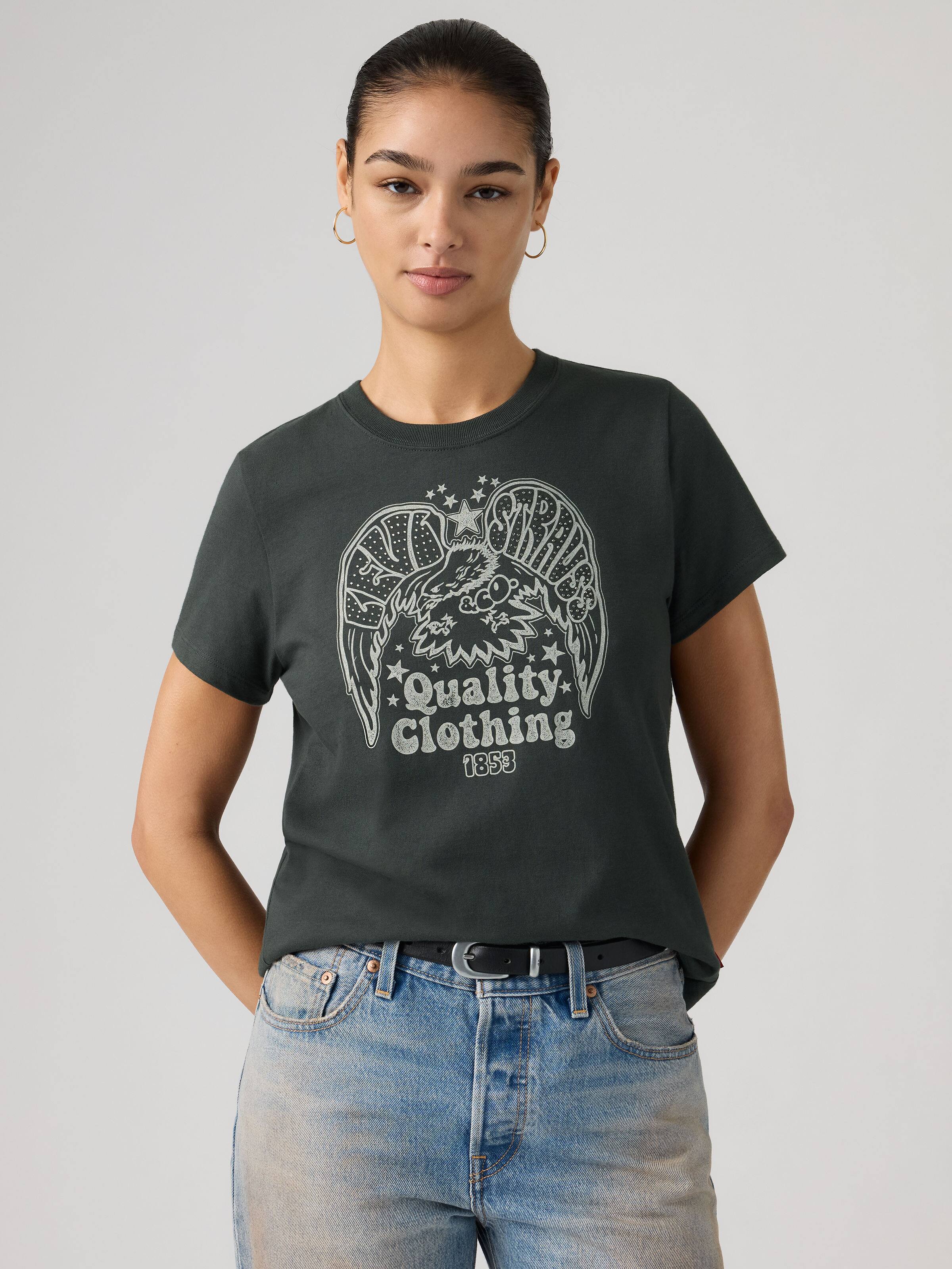 Favorite Tee In Rhinestone Eagle Poster Reissue Pirate Black