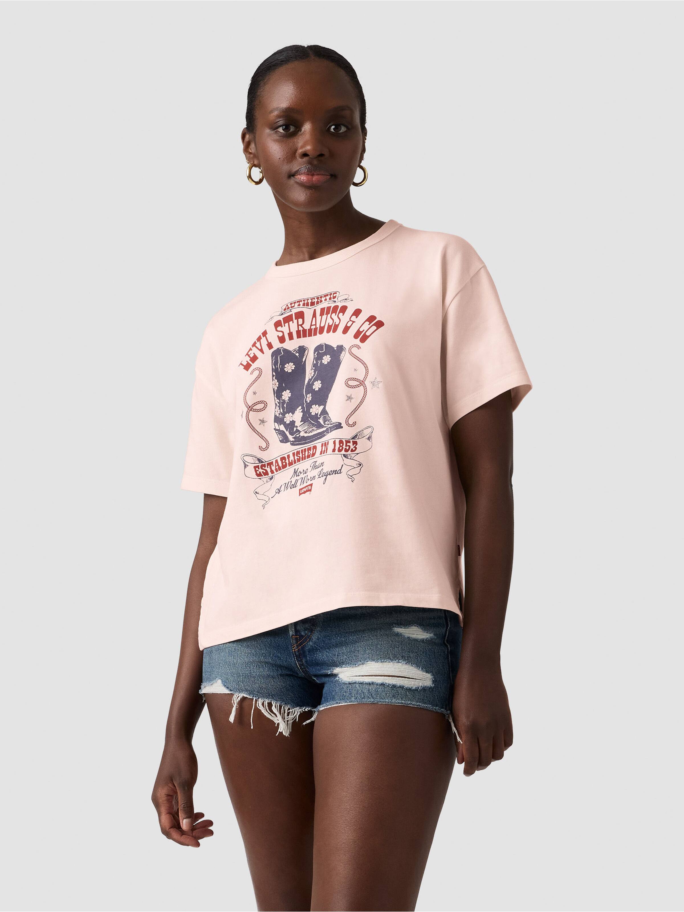 Vintage Tee In Poster Daisy Boots Crystal Pink