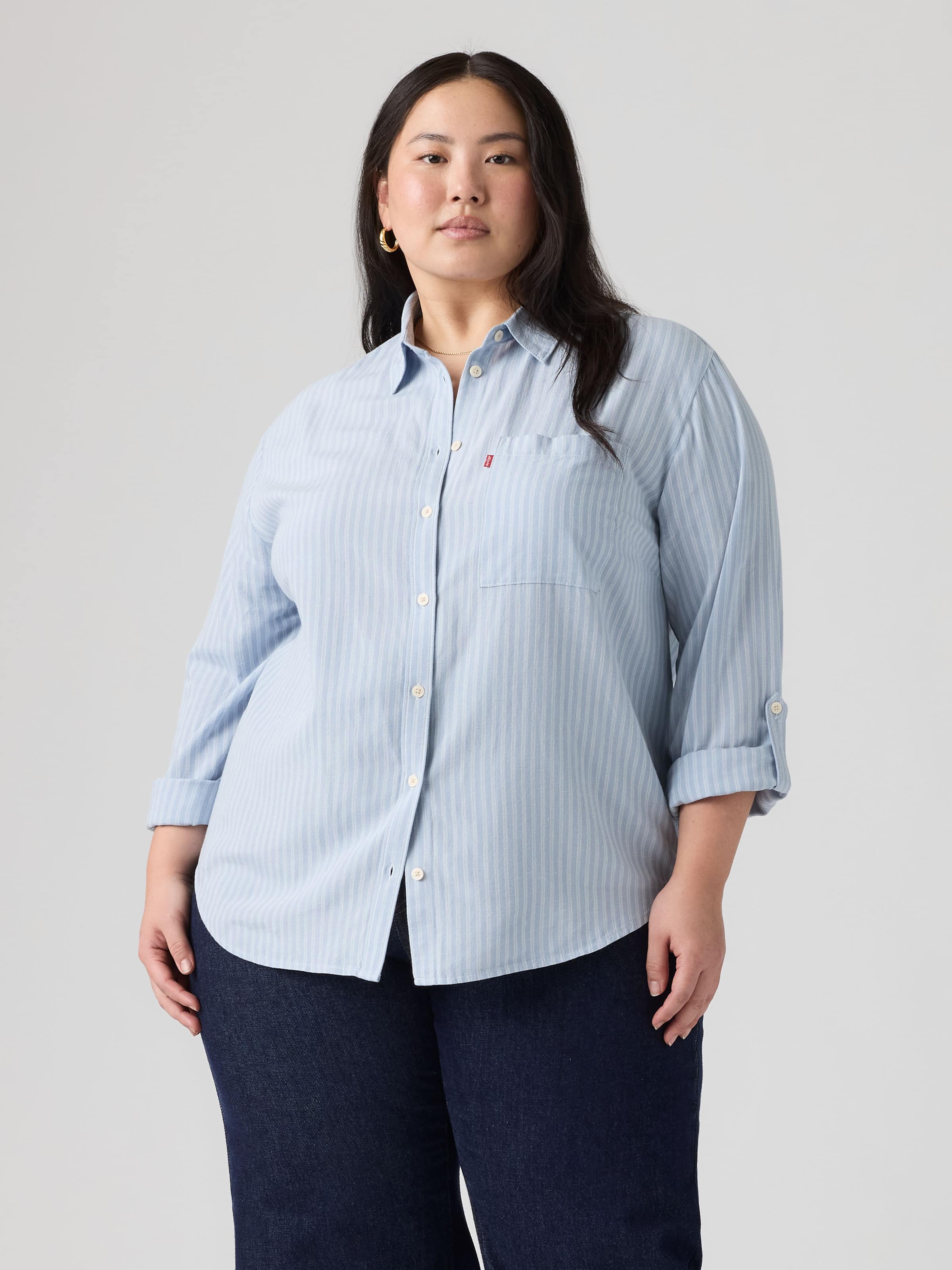 Curve Darlene Shirt In Cannita Stripe Kentucky Blue