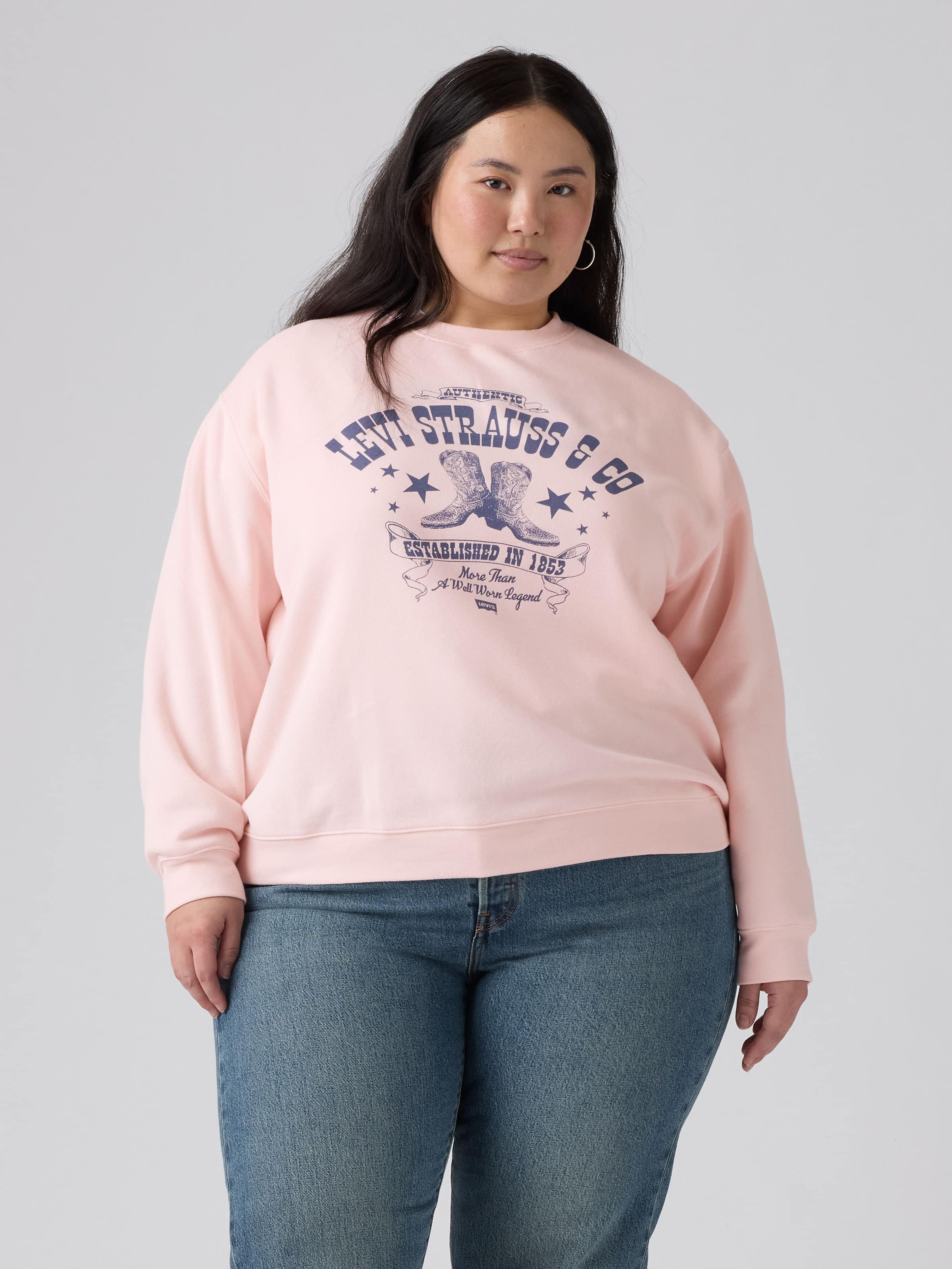 Curve Everyday Crew Sweat In Boot Poster Crystal Pink