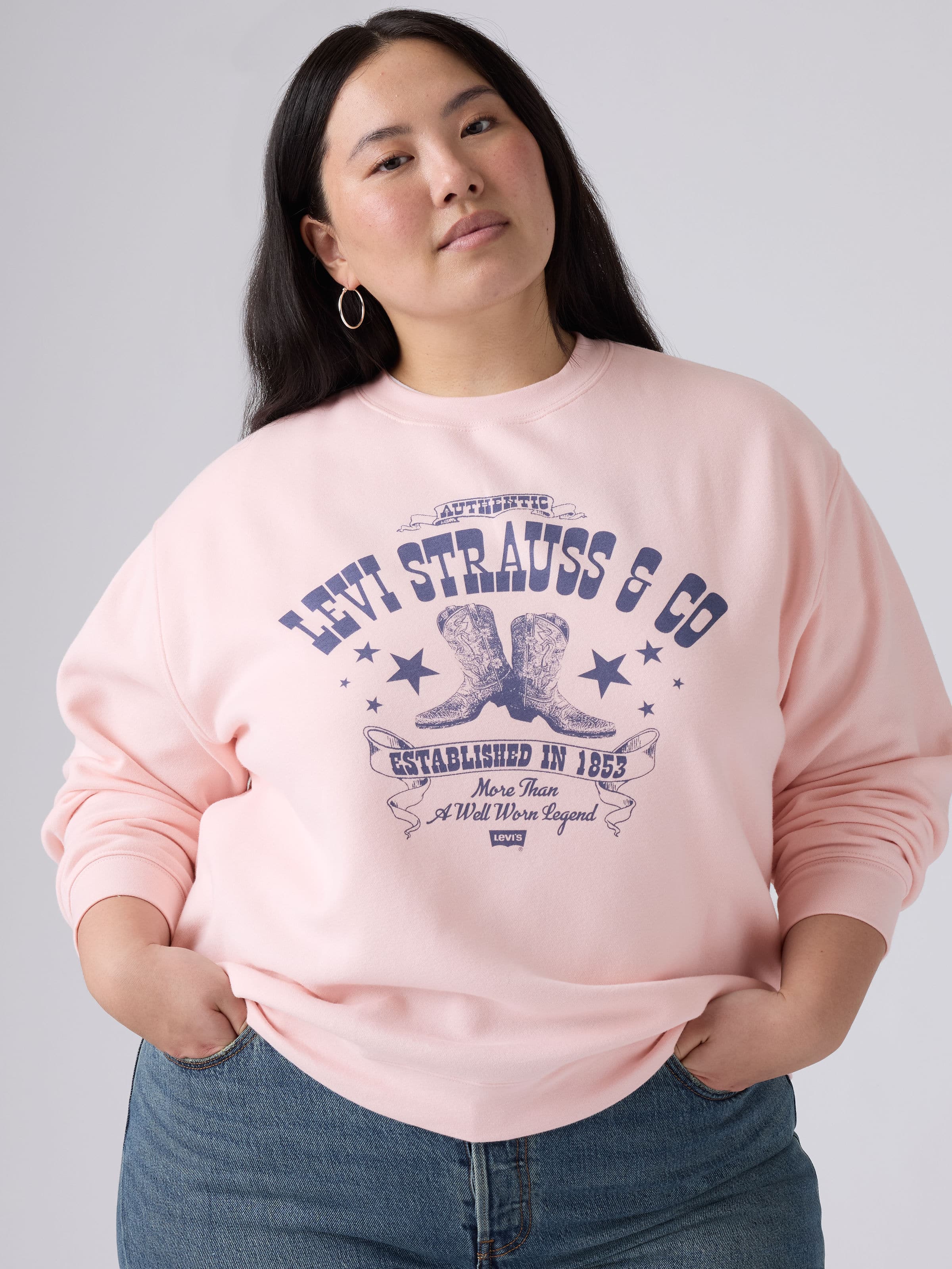 Curve Everyday Crew Sweat In Boot Poster Crystal Pink