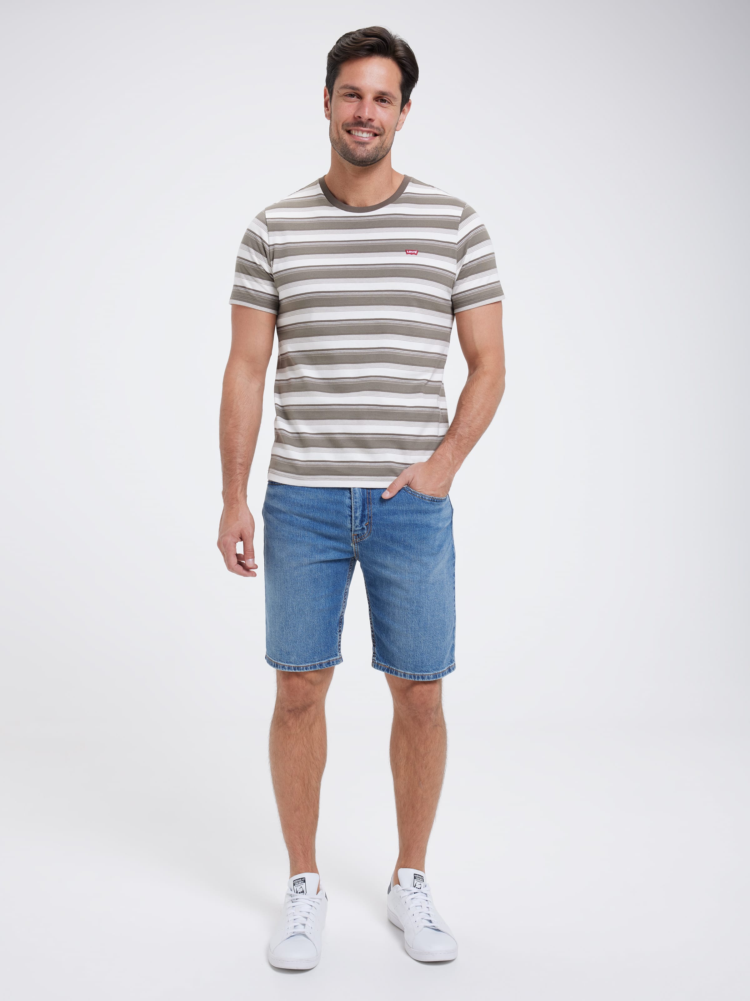 Original Housemark Tee In Jen Stripe Maitake Brown