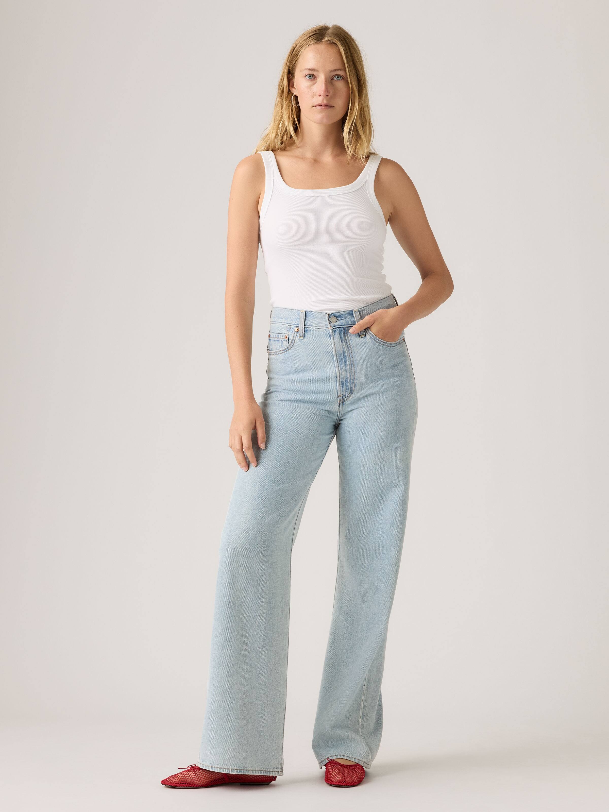 Ribcage Wide Leg Jeans Of Stone