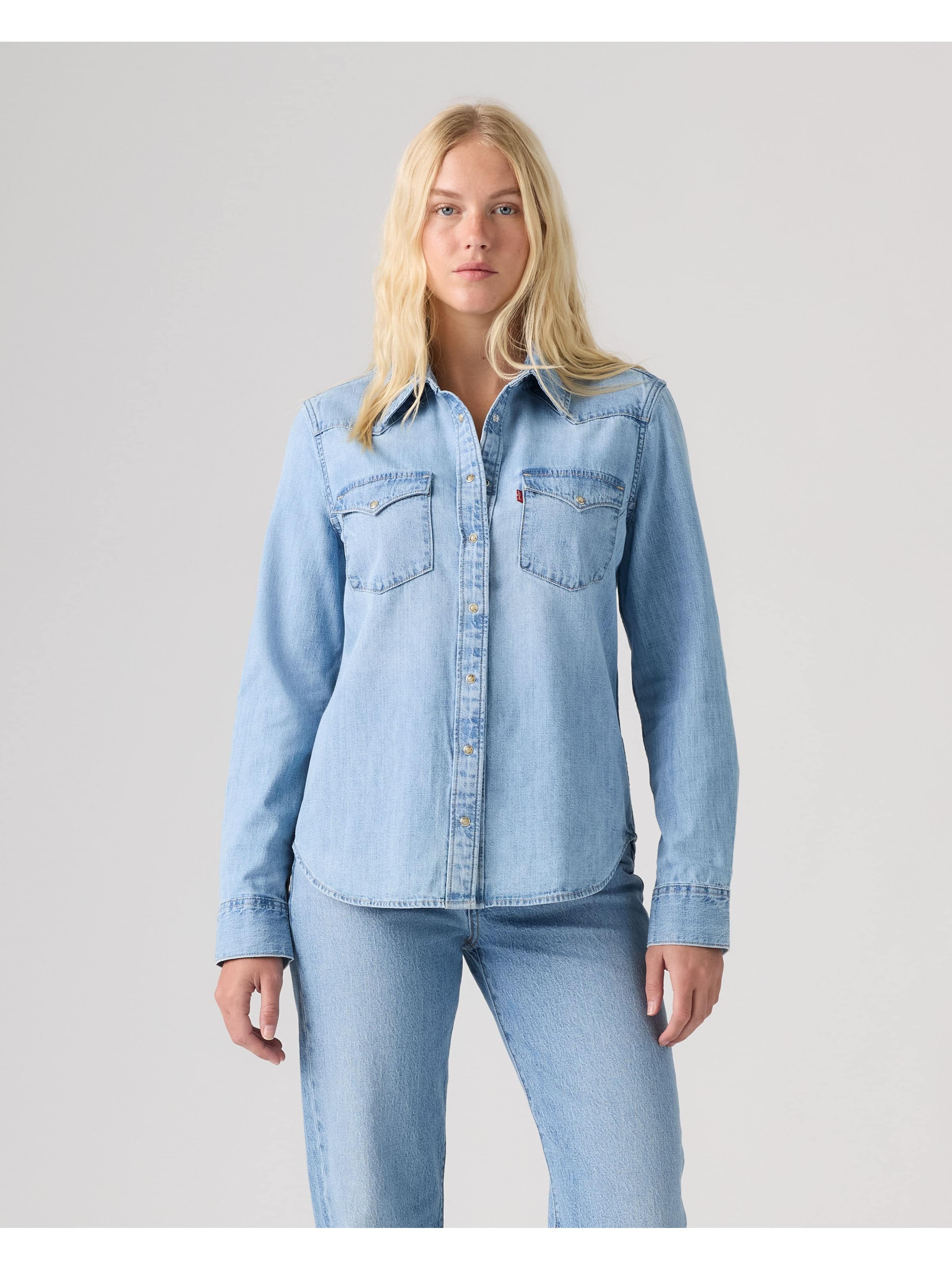 Heritage Western Denim Shirt In Sunbleach Sunset