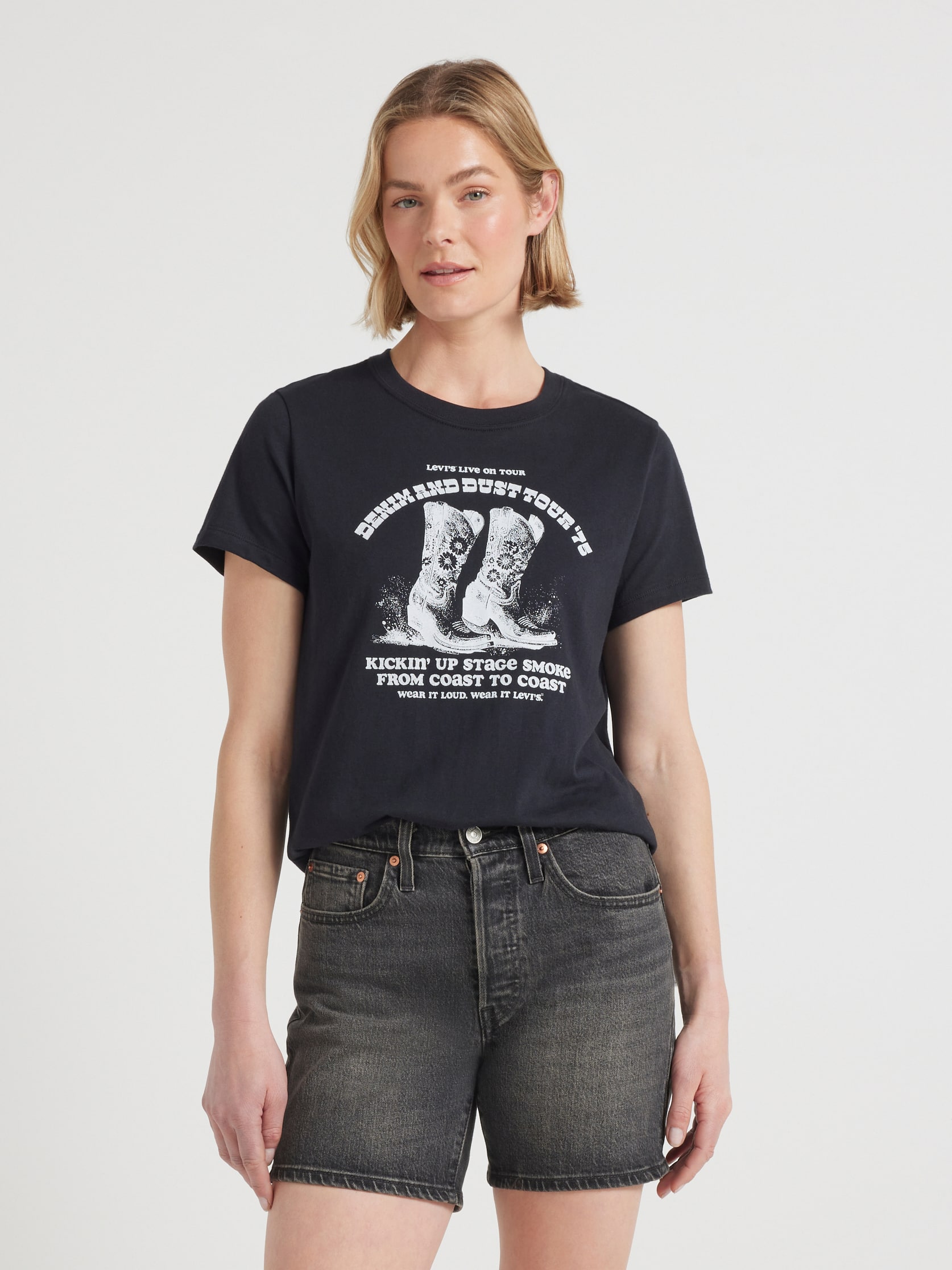 Graphic Favorite Tee In Denim And Dust Boots Anthracite