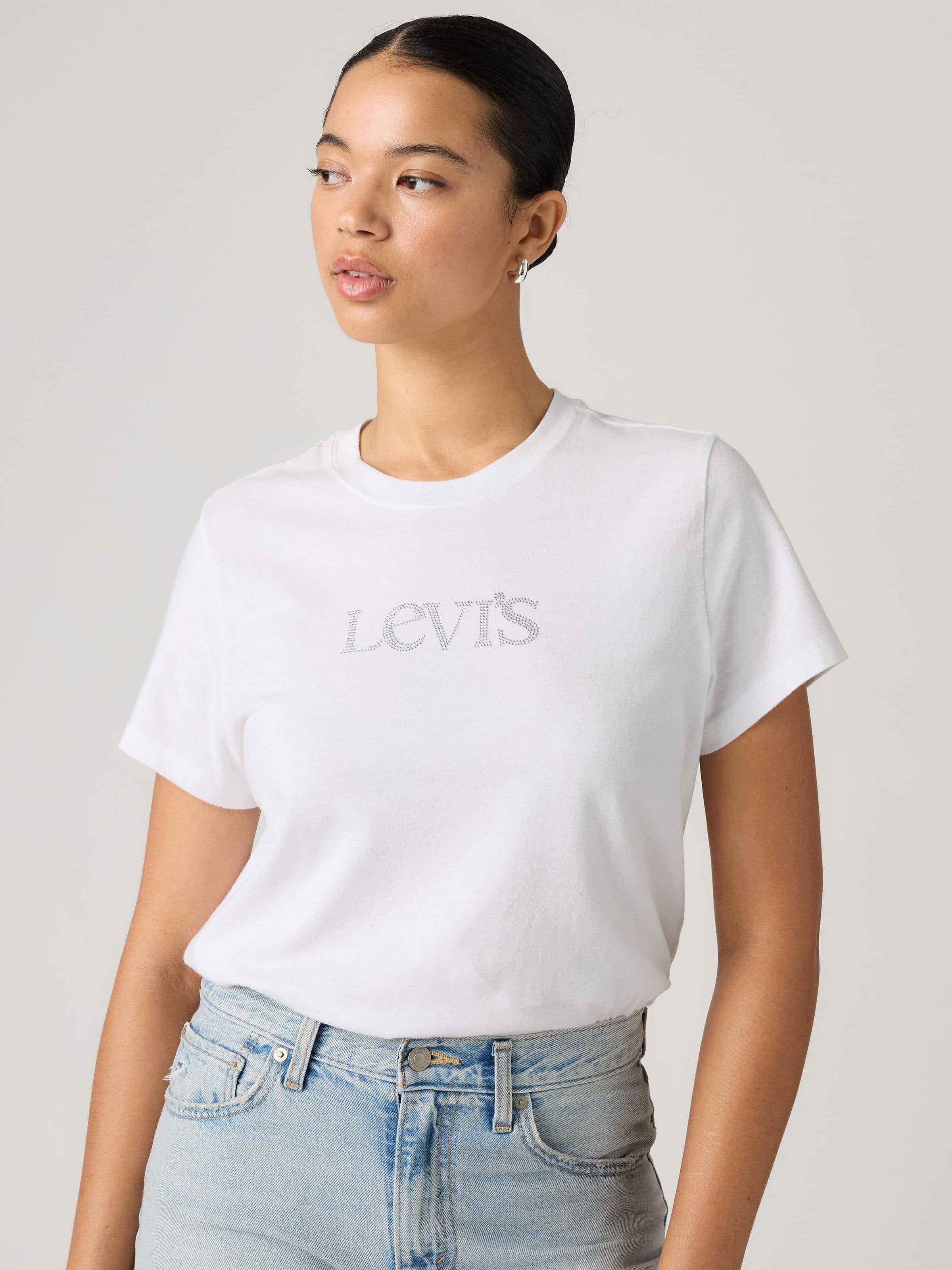 Graphic Favorite Tee In Rhinestone Club Logo Bright White