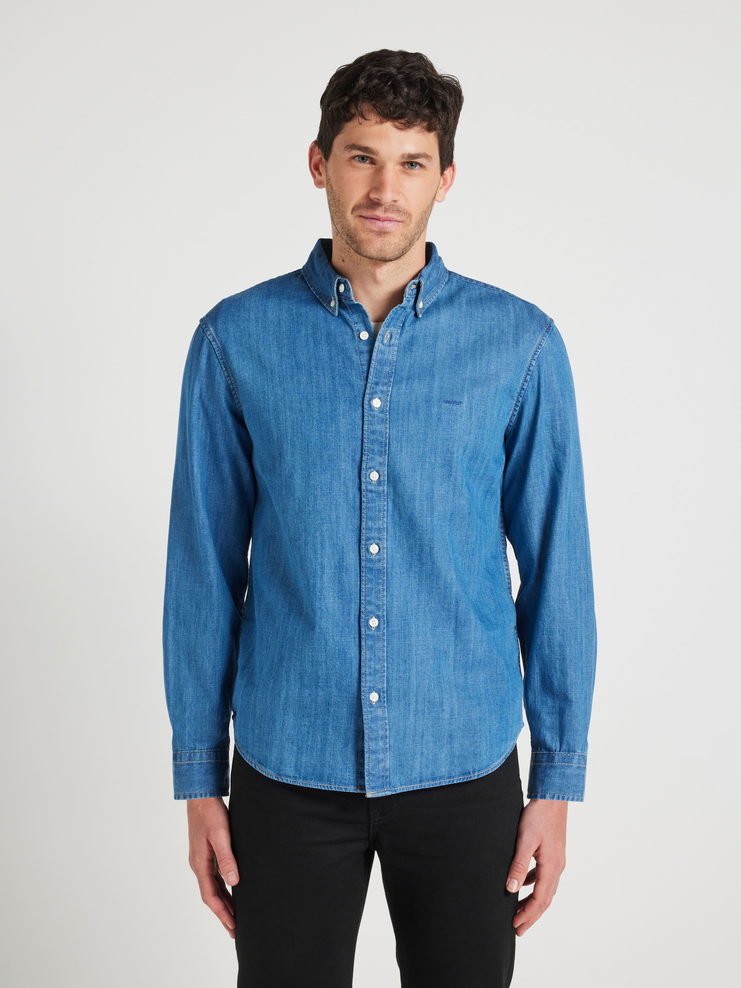Authentic Button Down Shirt In Woodrow Mid Wash