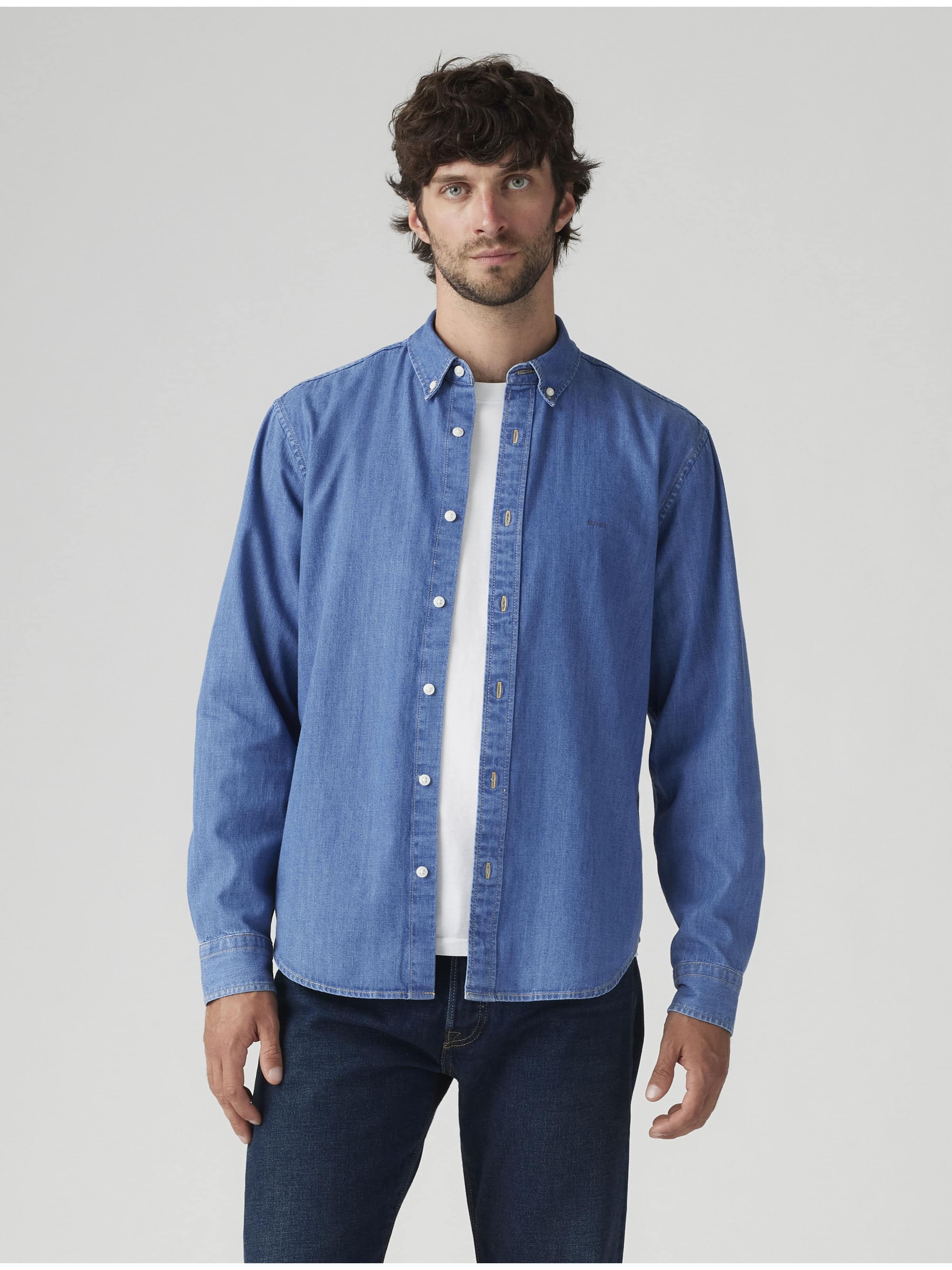 Authentic Button Down Shirt In Woodrow Mid Wash